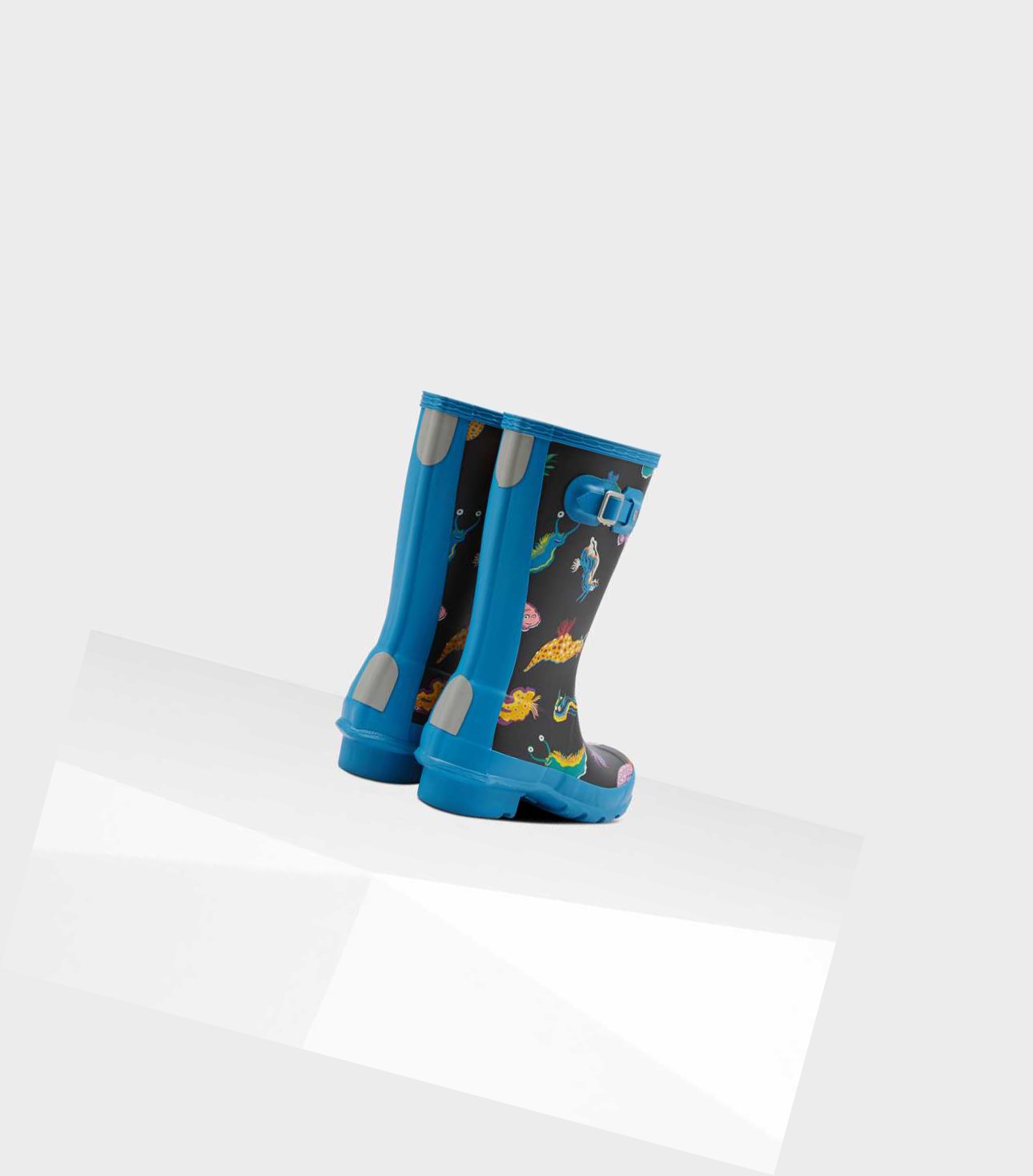 Kids' Hunter Original Big Sea Monster Print Wellington Short Boots Blue | 1590368-ZN