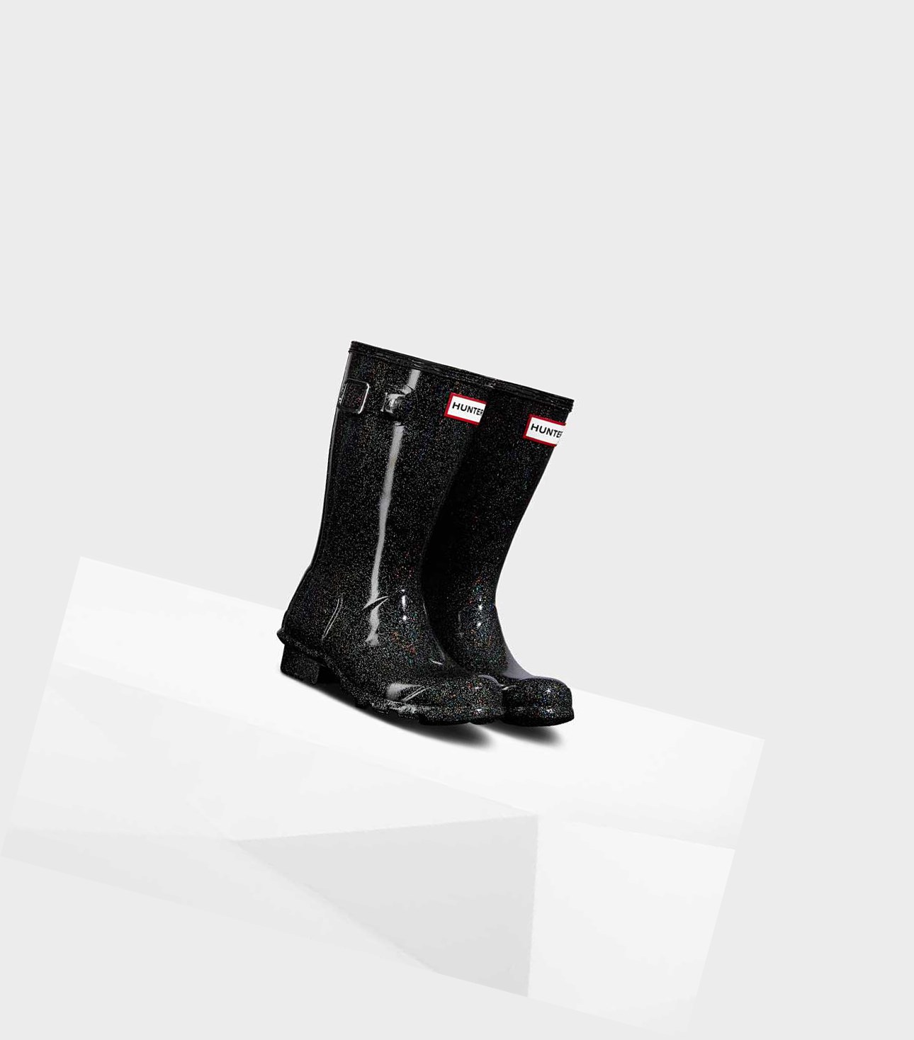 Kids' Hunter Original Big Starcloud Wellington Short Boots Black | 3072981-HB