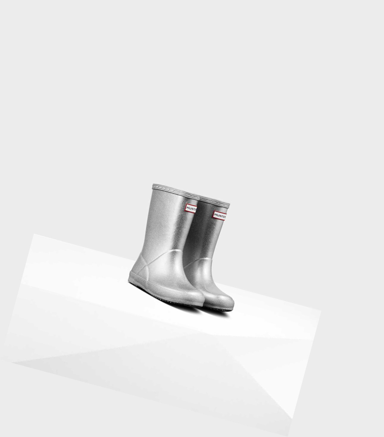Kids' Hunter Original First Classic Cosmic Glitter Wellington Short Boots Silver | 6025738-QZ