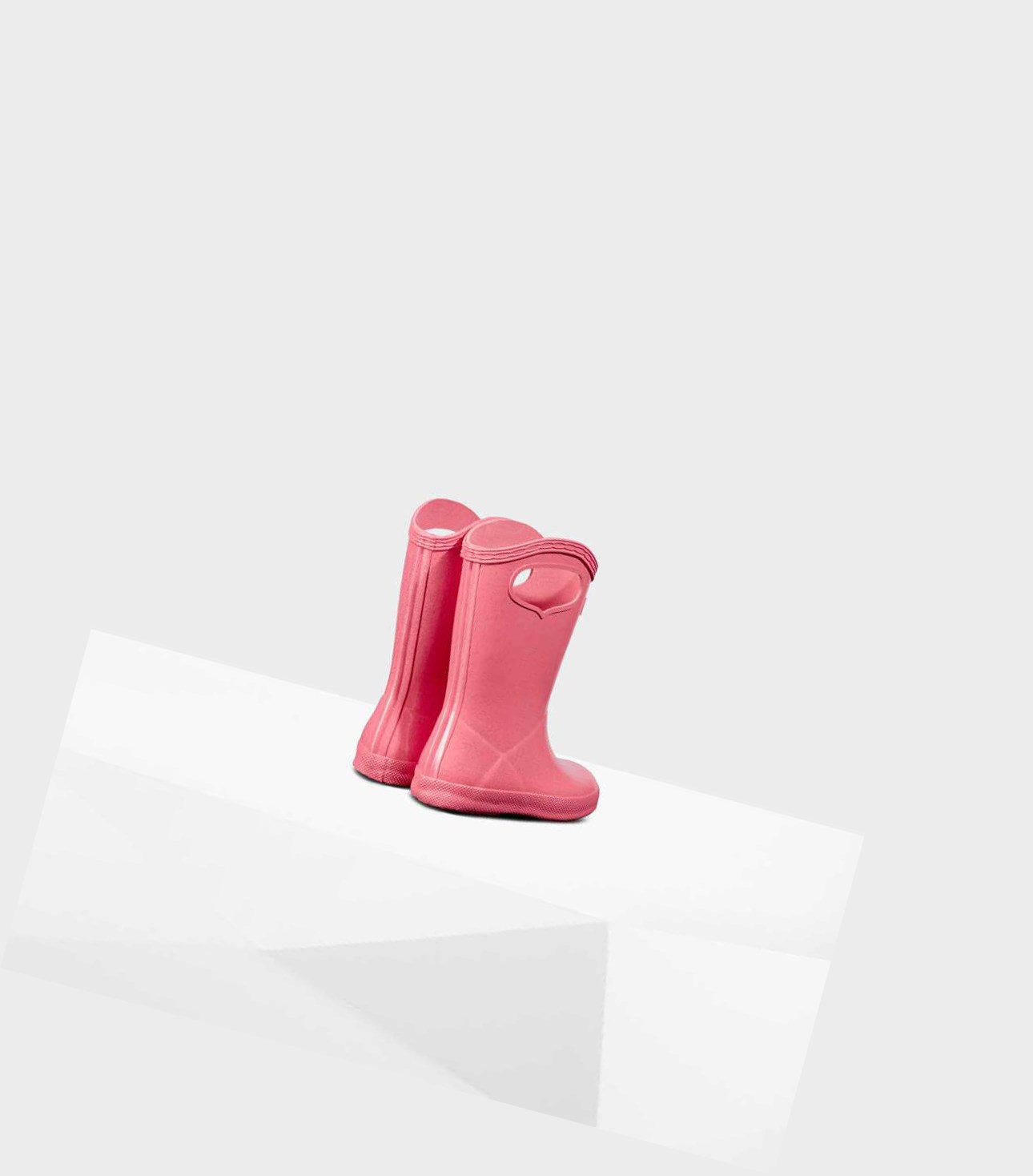 Kids' Hunter Original First Classic Grab Handle Gloss Wellington Short Boots Pink | 4280596-UK