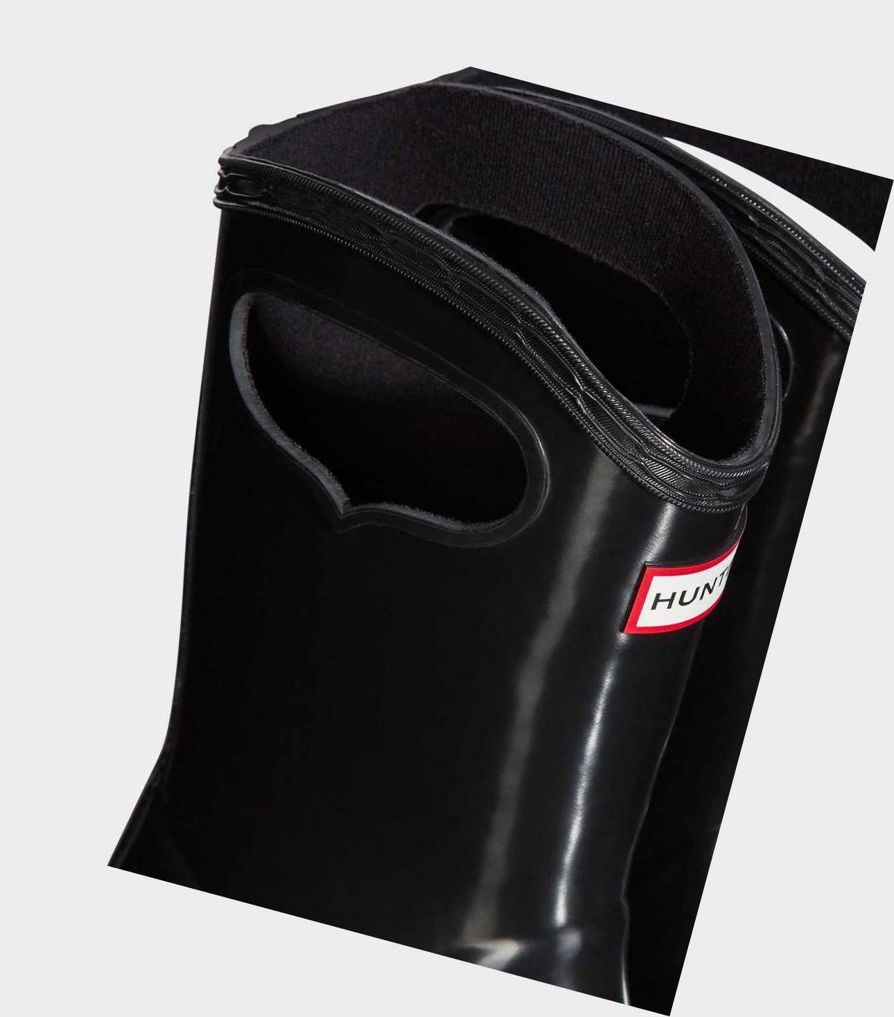 Kids' Hunter Original First Classic Grab Handle Gloss Wellington Short Boots Black | 4657901-JT