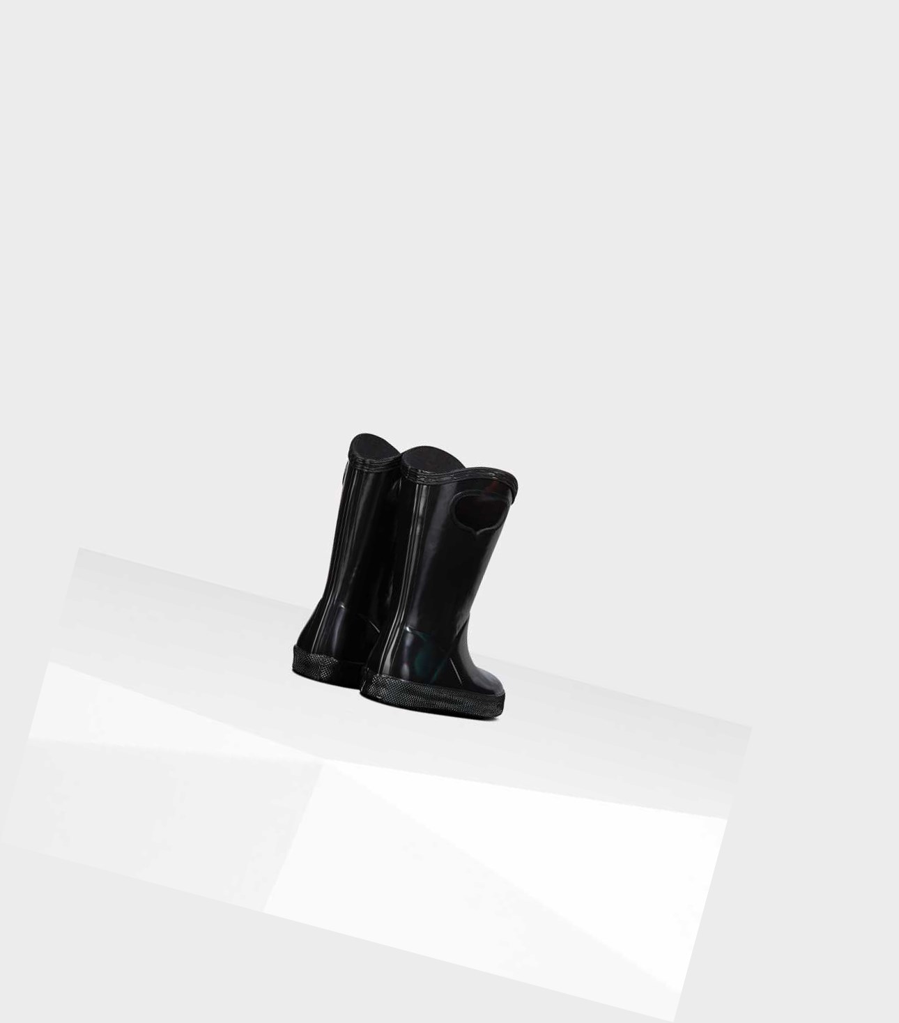 Kids' Hunter Original First Classic Grab Handle Gloss Wellington Short Boots Black | 4657901-JT