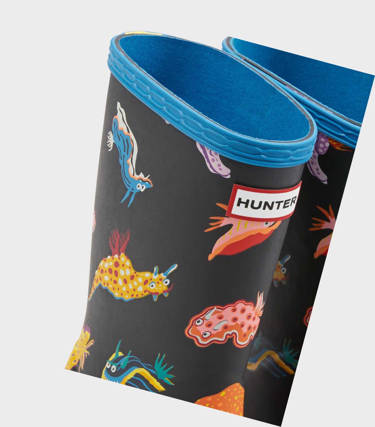 Kids' Hunter Original First Classic Sea Monster Print Wellington Short Boots Blue | 1892065-RJ