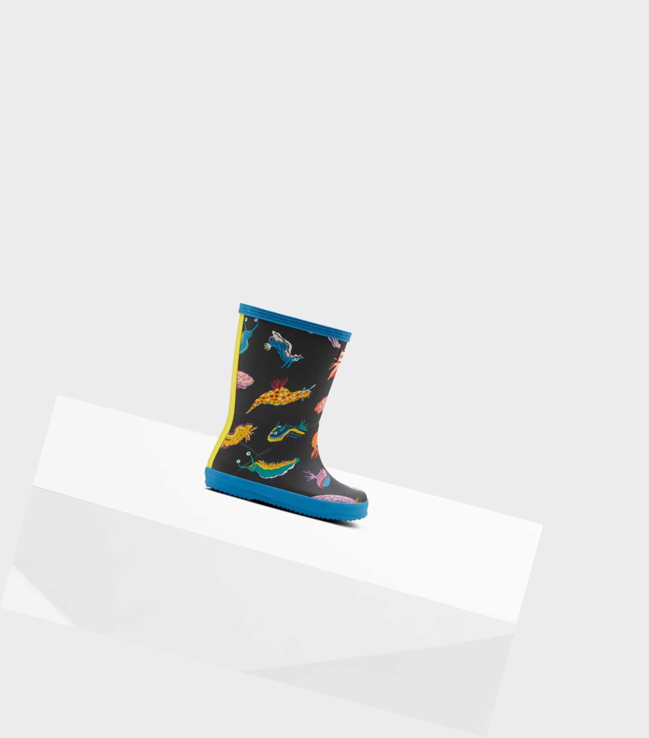 Kids\' Hunter Original First Classic Sea Monster Print Wellington Short Boots Blue | 1892065-RJ