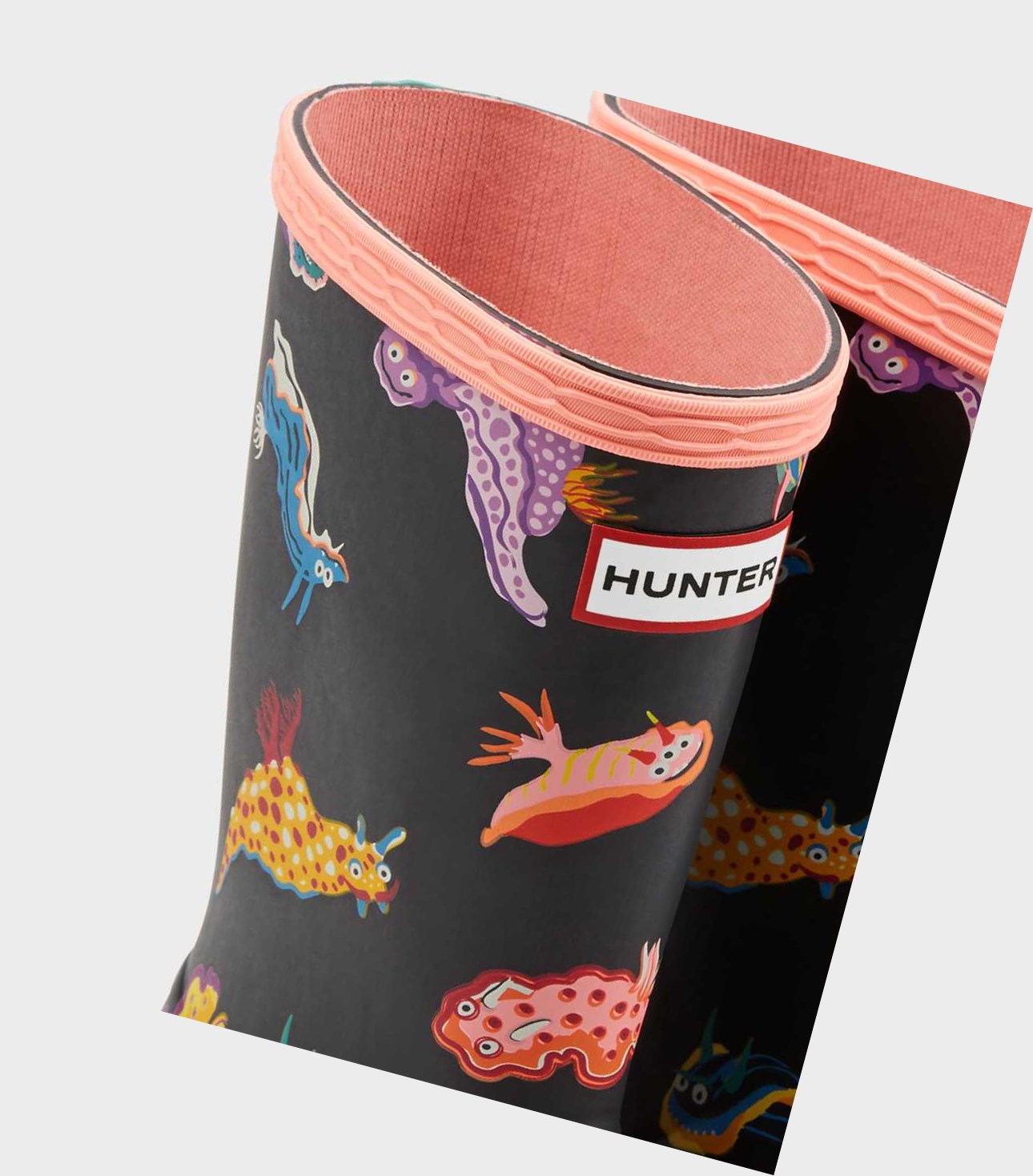 Kids' Hunter Original First Classic Sea Monster Print Wellington Short Boots Pink | 2987304-BS