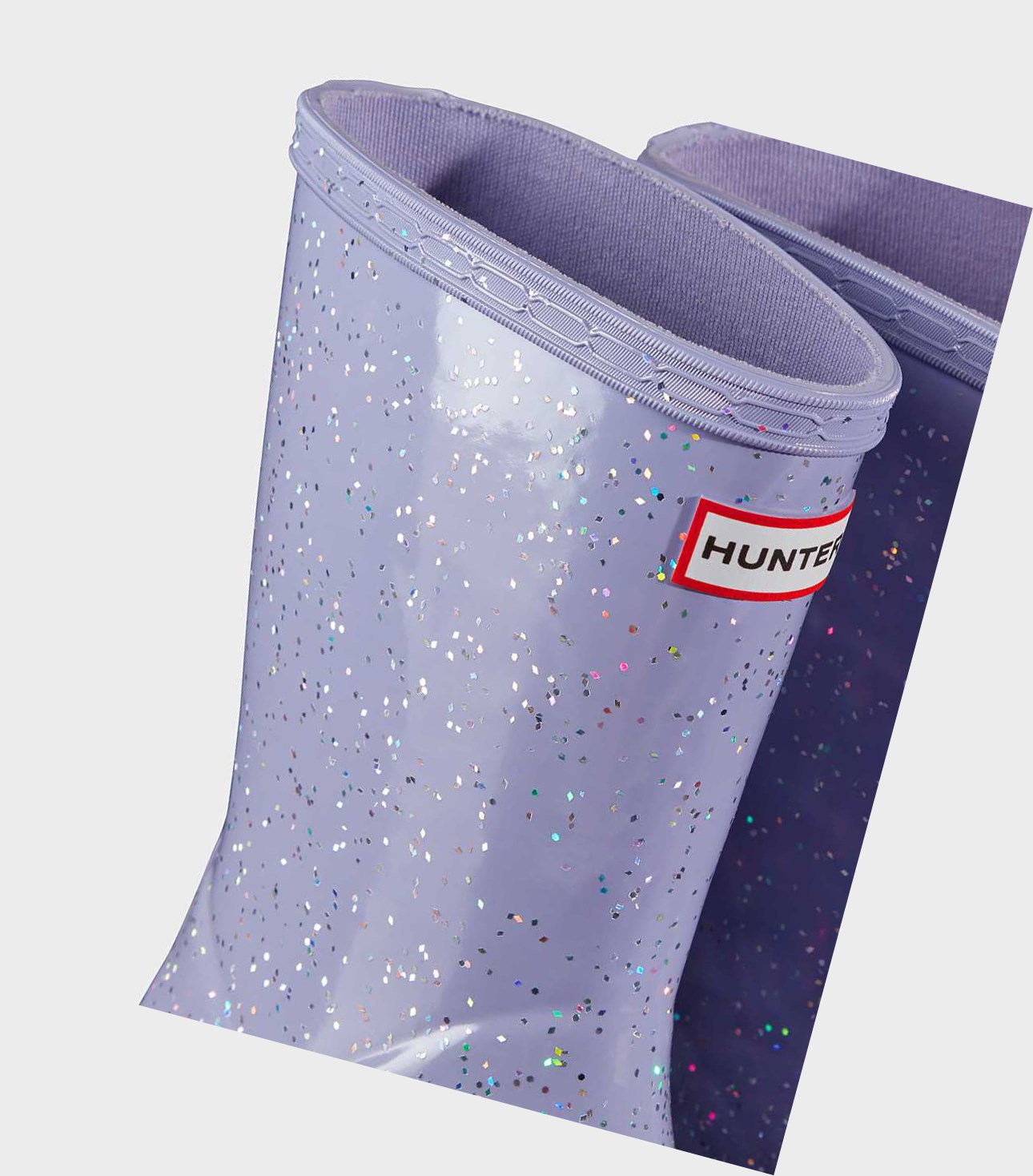 Kids' Hunter Original First Giant Glitter Wellington Short Boots Purple | 1874396-EG