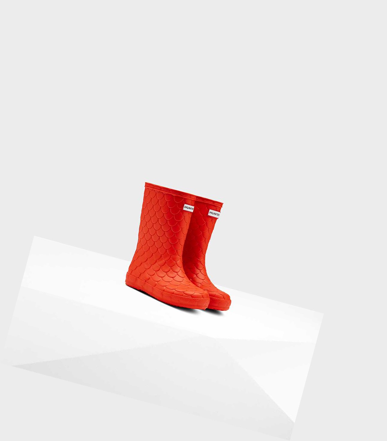 Kids' Hunter Original First Sea Dragon Texture Wellington Short Boots Red | 9308547-EX