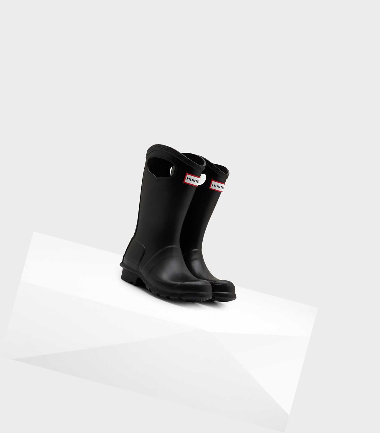 Kids' Hunter Original Grab Handle Wellington Short Boots Black | 1429567-AC