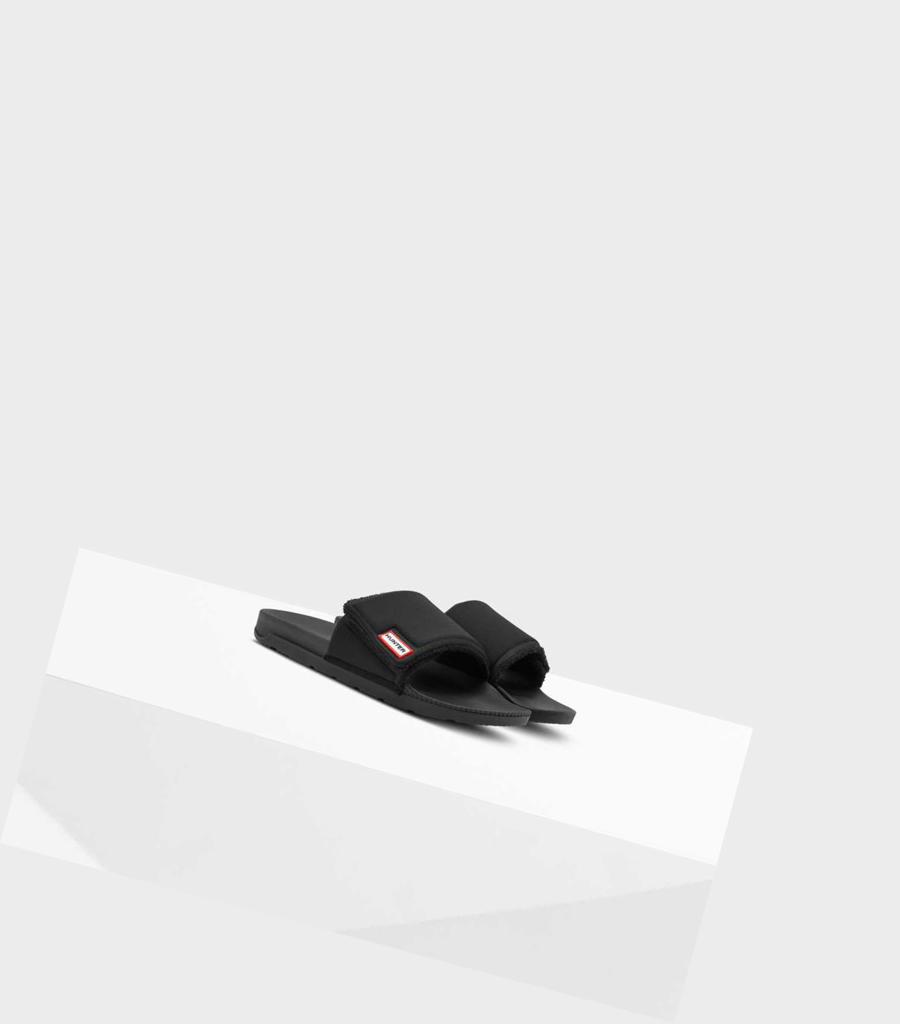 Men's Hunter Original Adjustable Slides Black | 6014857-PX