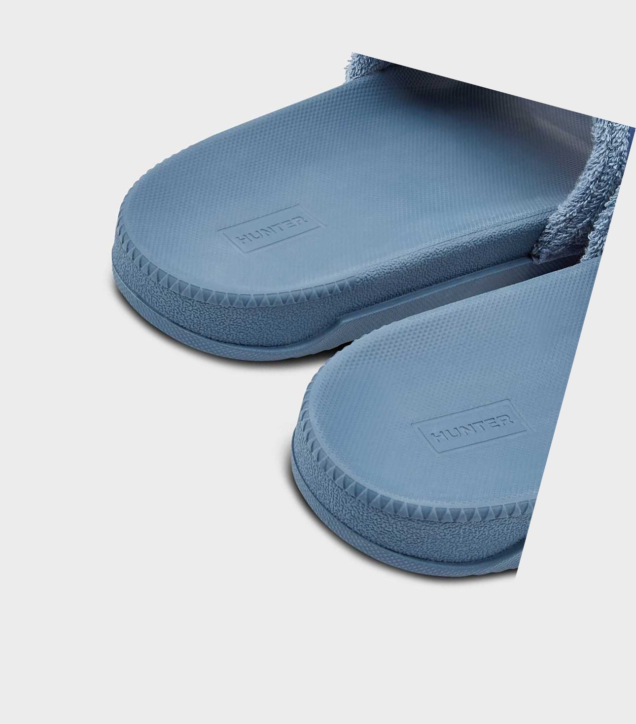Men's Hunter Original Terry Towelling Logo Adjustable Slides Blue | 7295034-ET