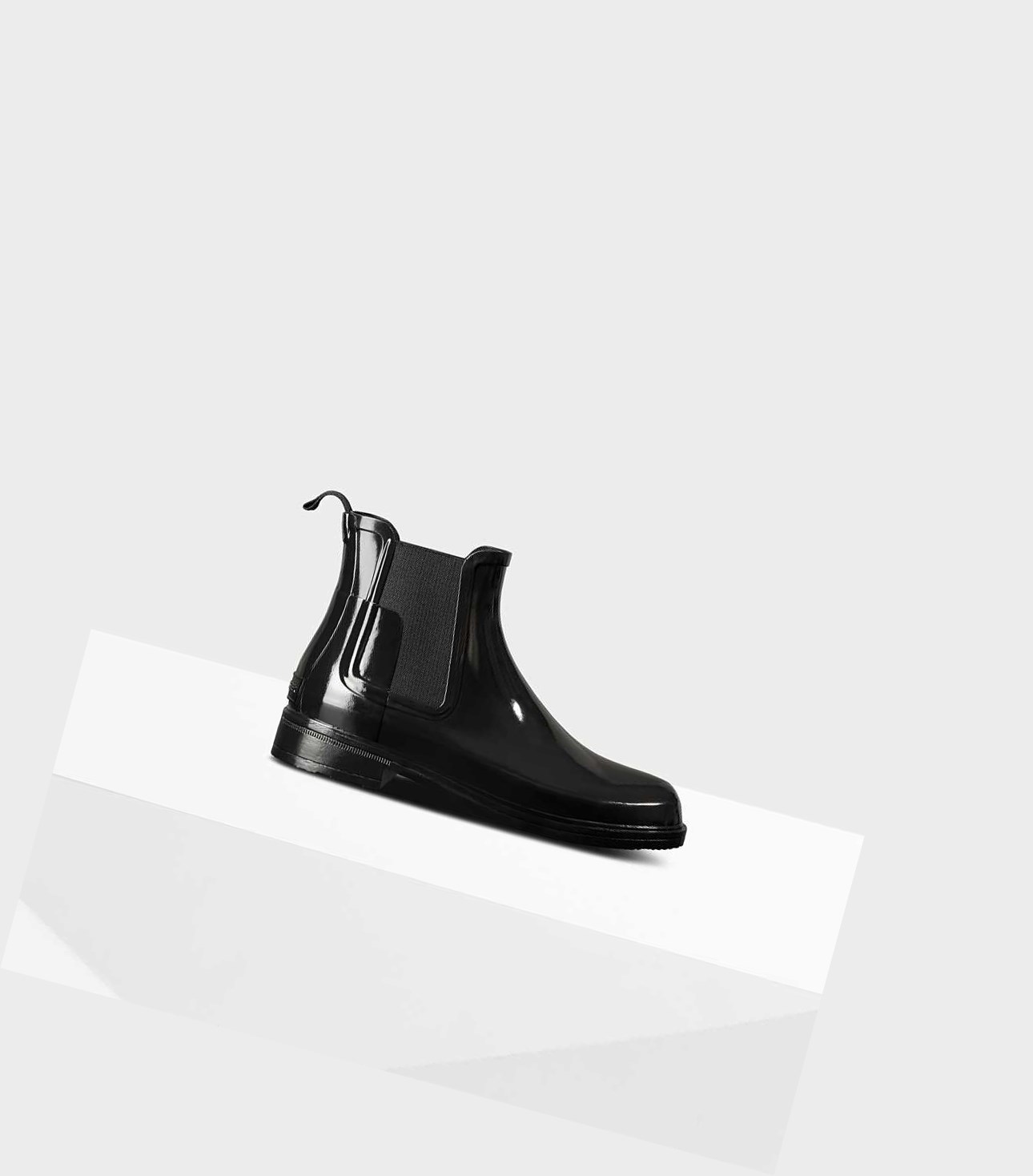 Men\'s Hunter Refined Slim Fit Gloss Chelsea Boots Black | 8169507-SR