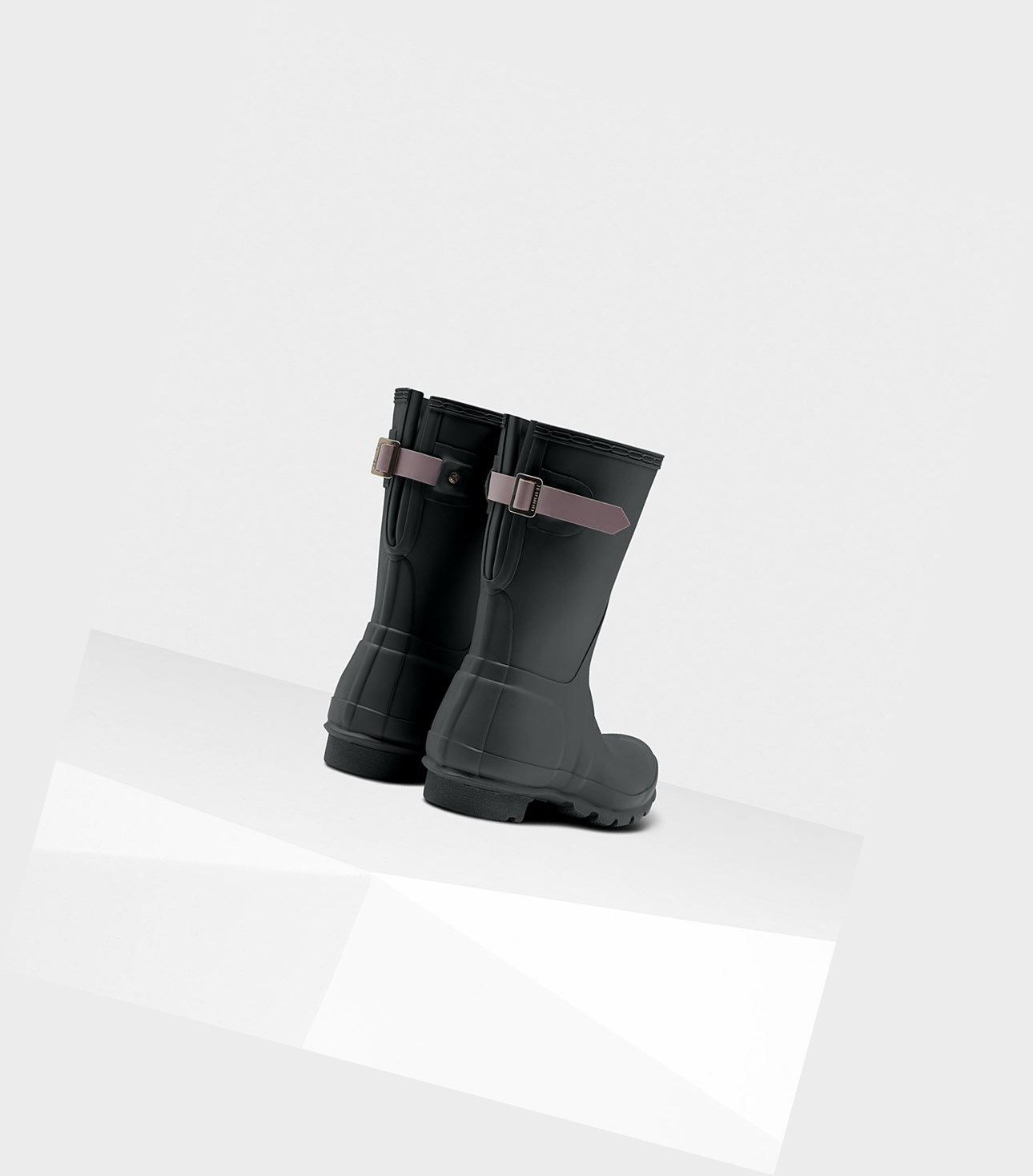 Women's Hunter Original Back Adjustable Short Boots Black / Purple | 9867032-ZG