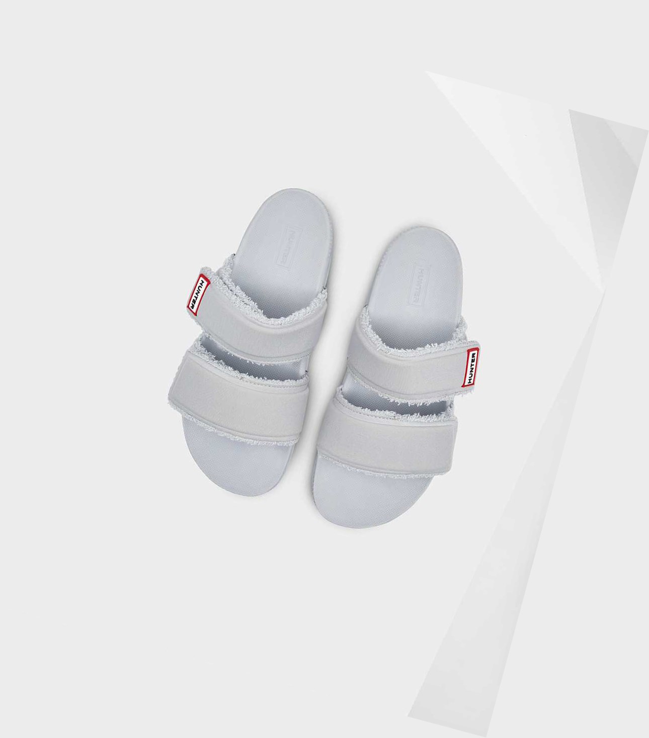 Women\'s Hunter Original Double Strap Slides Grey | 2670154-IH