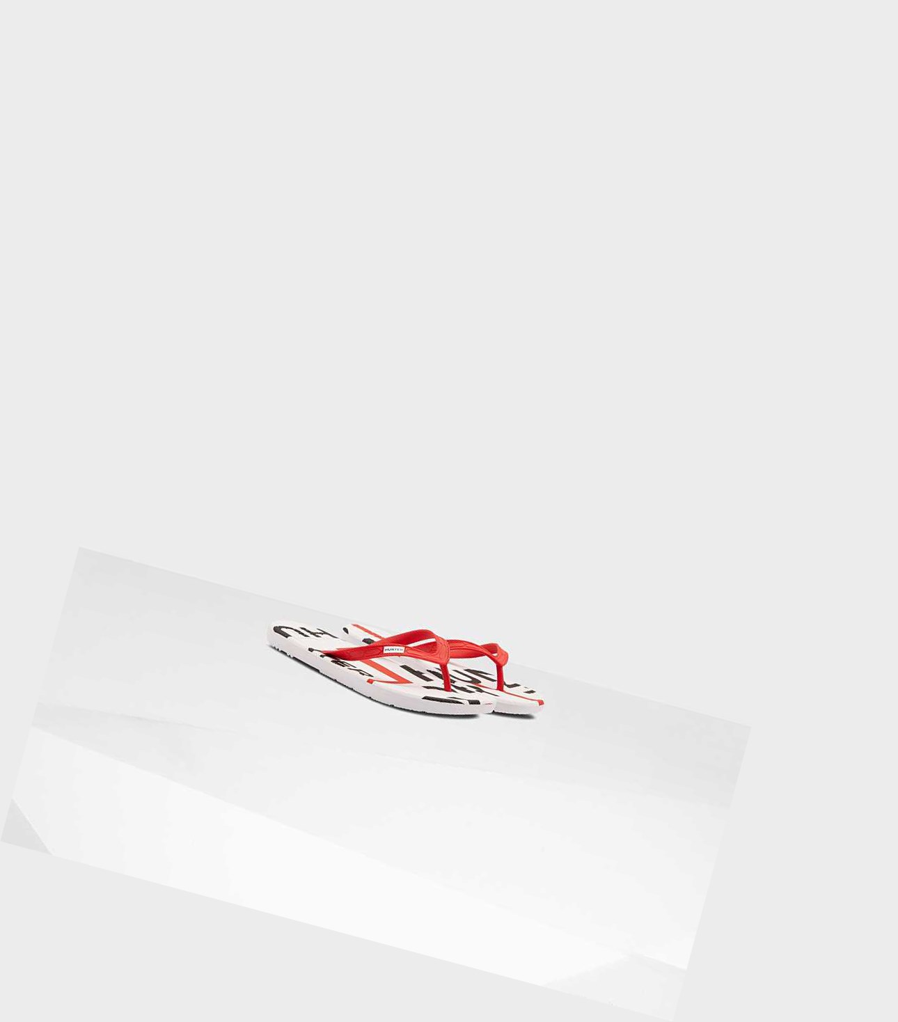 Women's Hunter Original Exploded Logo Flip Flops Red | 2905467-TY