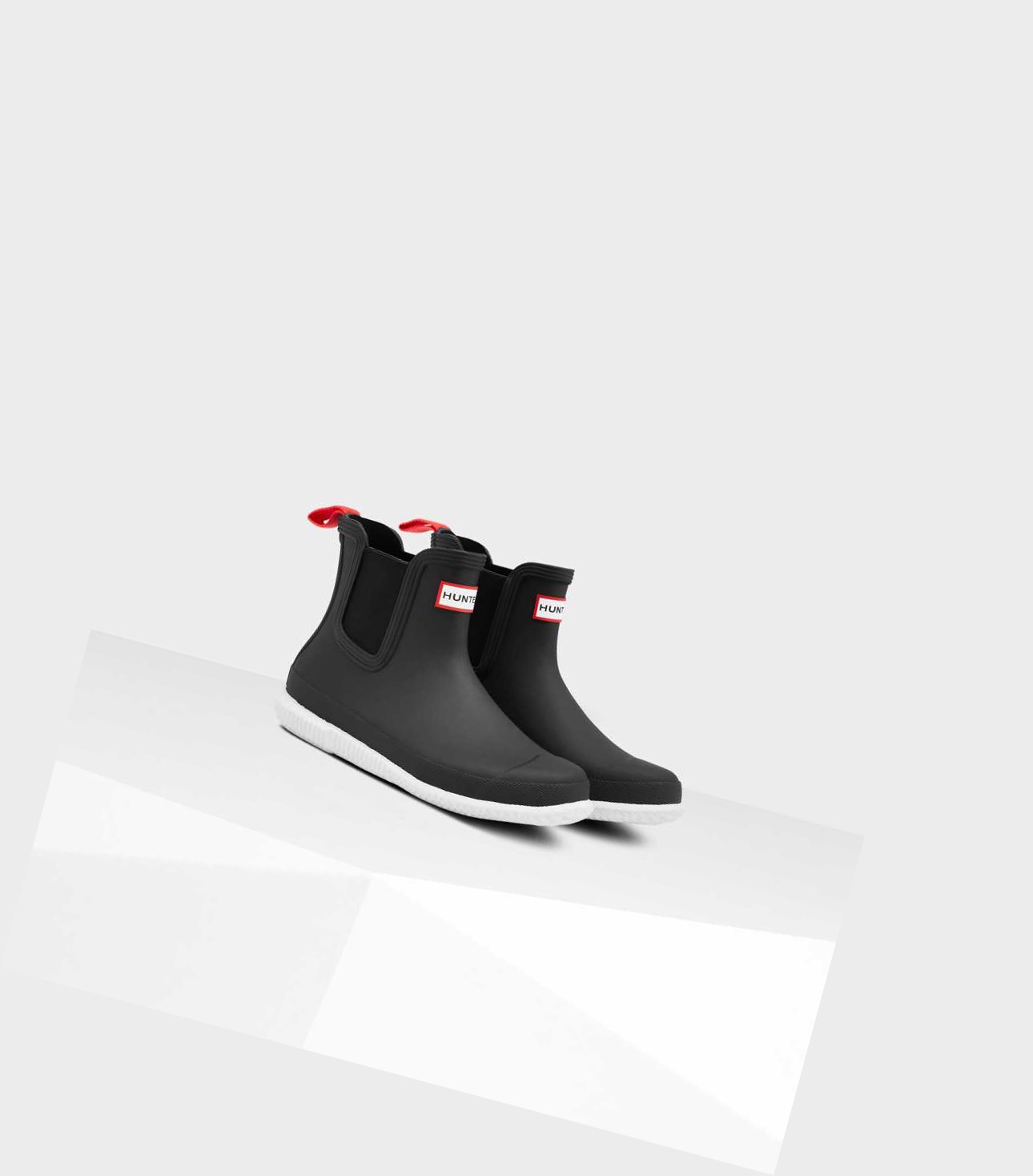 Women's Hunter Original Flat Heel Calendar Sole Chelsea Boots Black | 0548276-UB