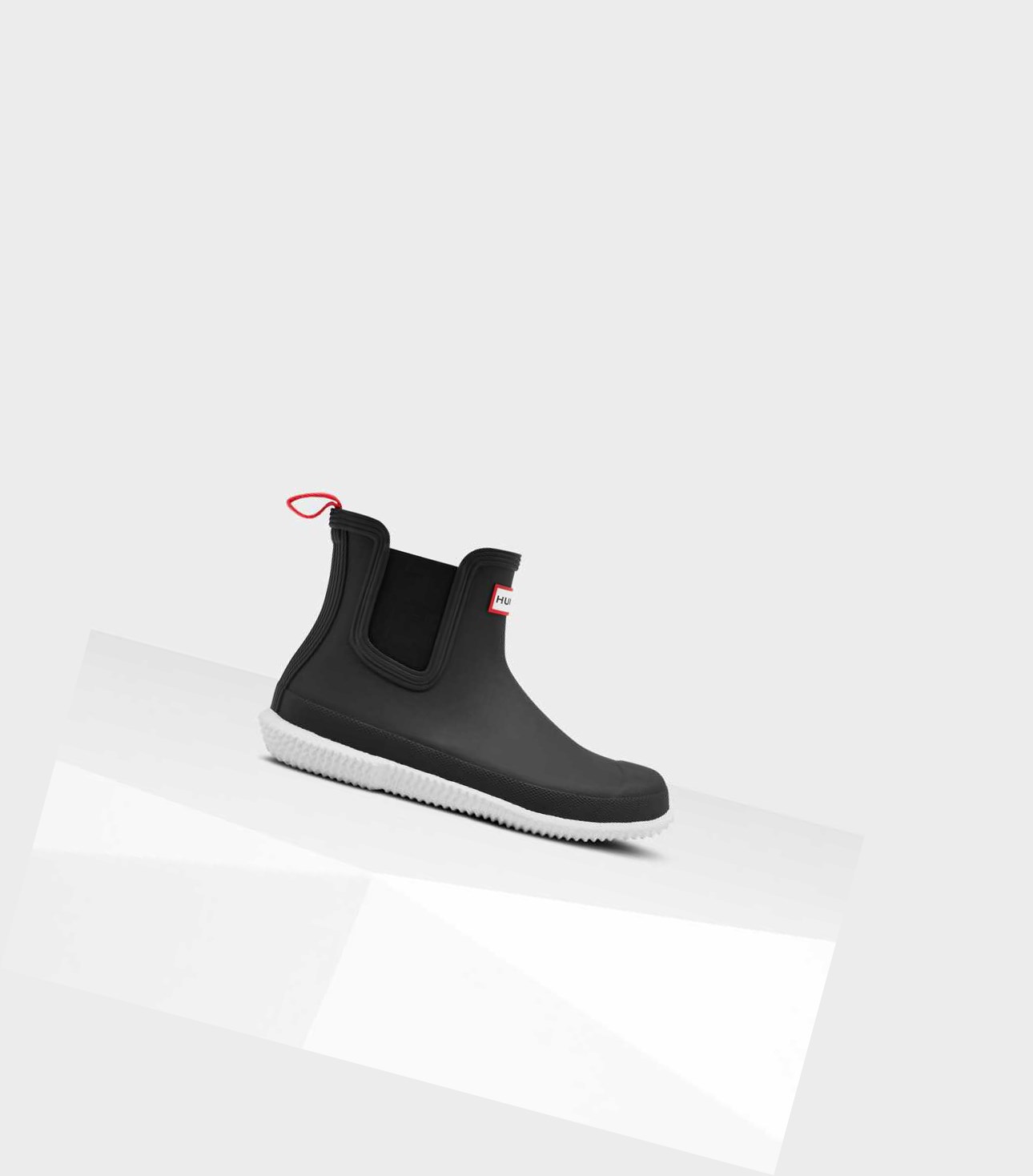 Women\'s Hunter Original Flat Heel Calendar Sole Chelsea Boots Black | 0548276-UB