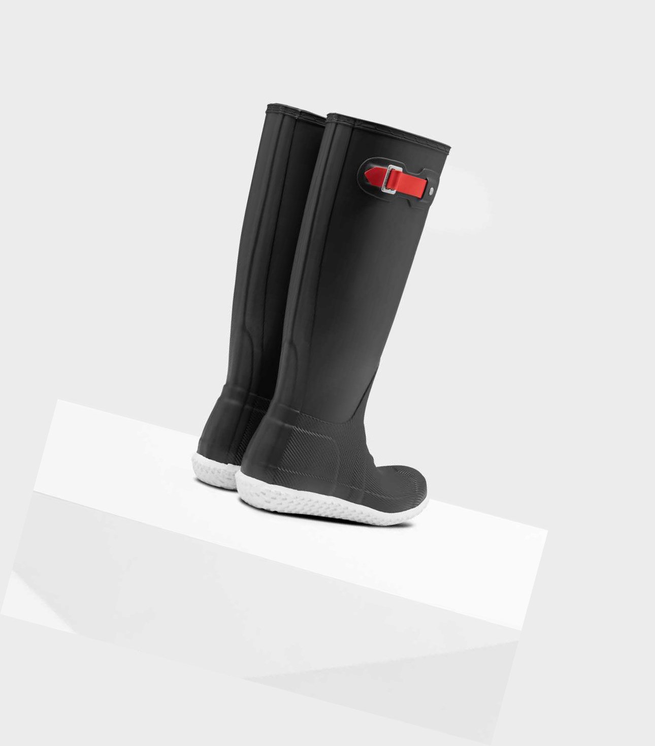 Women's Hunter Original Flat Heel Calendar Sole Wellington Tall Boots Black | 7196805-YU