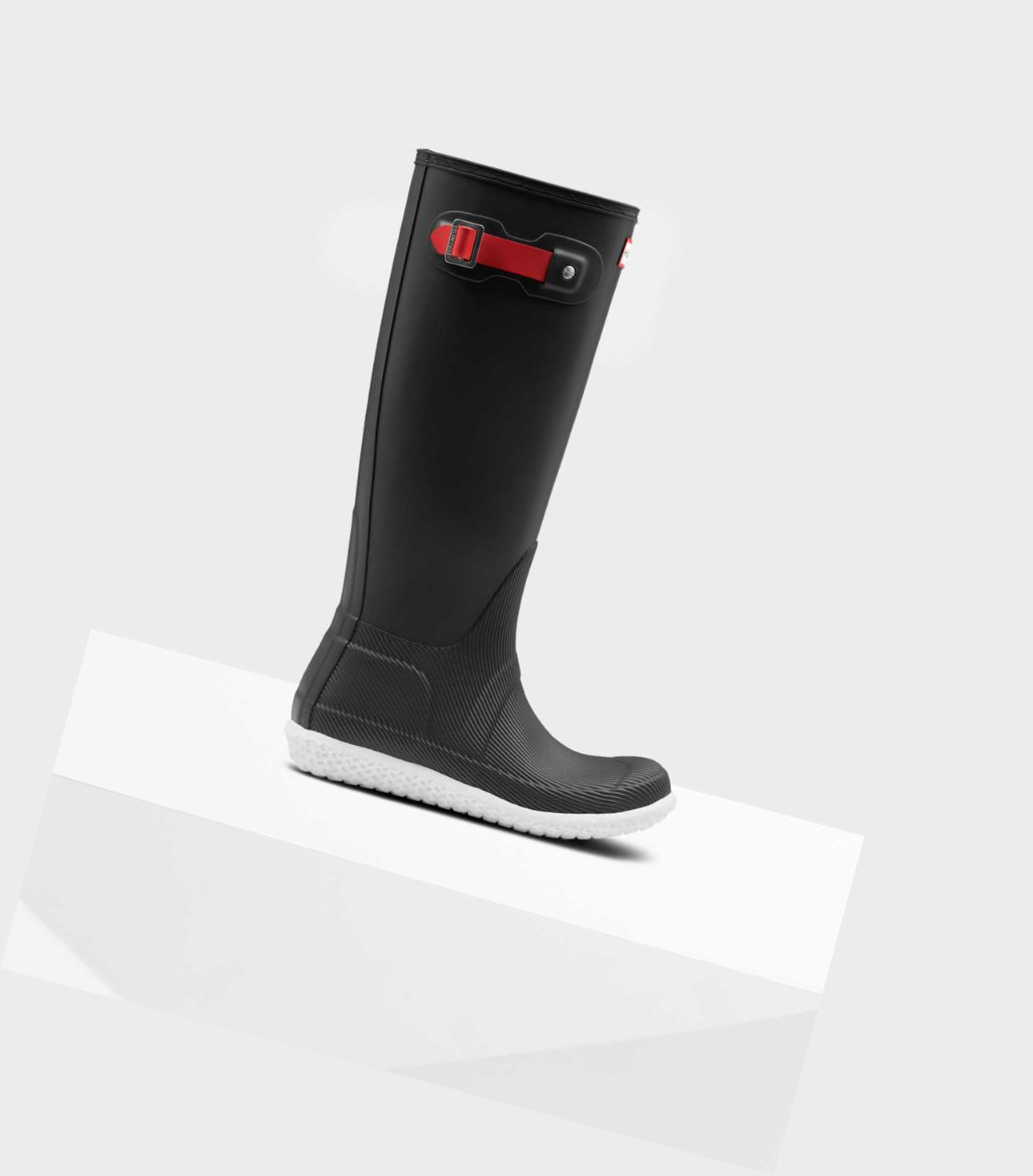 Women\'s Hunter Original Flat Heel Calendar Sole Wellington Tall Boots Black | 7196805-YU