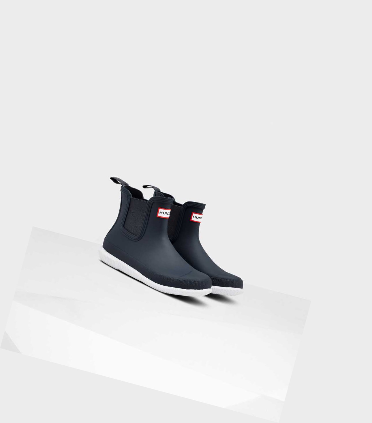 Women's Hunter Original Flat Heel Calendar Sole Chelsea Boots Navy | 8059613-UO