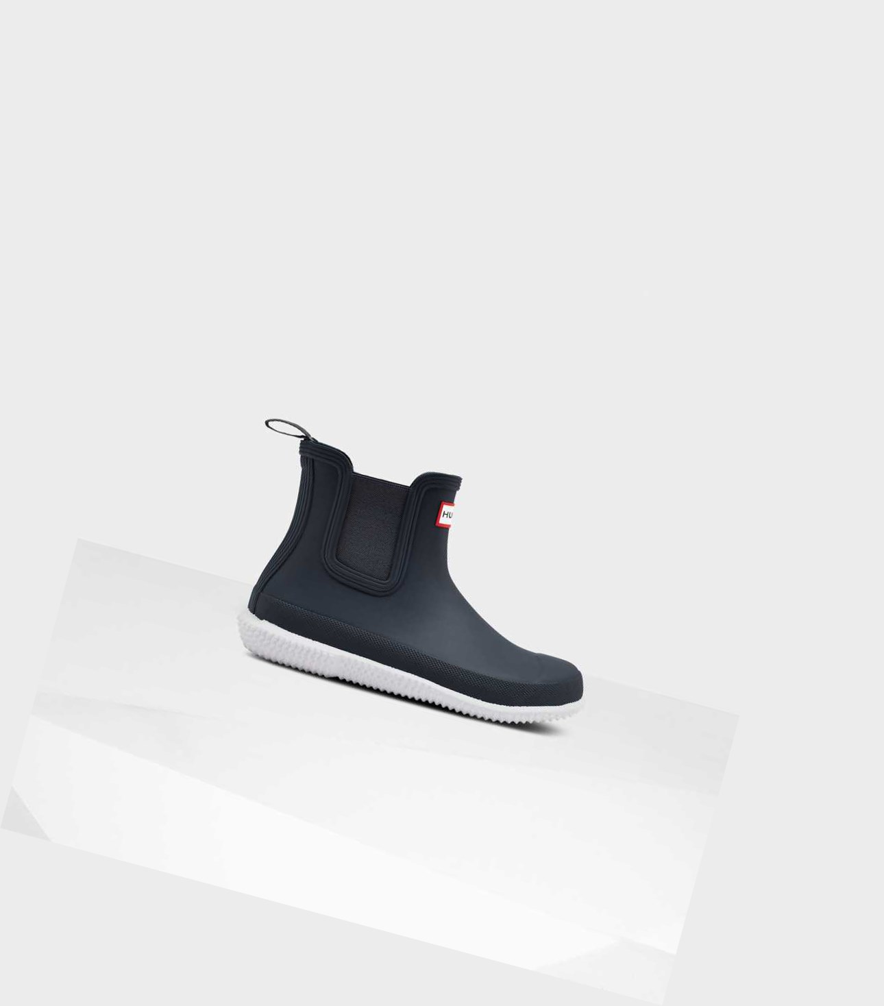 Women\'s Hunter Original Flat Heel Calendar Sole Chelsea Boots Navy | 8059613-UO
