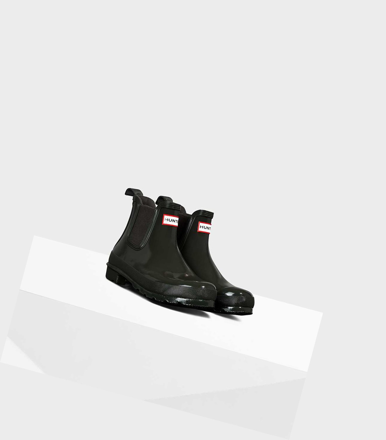 Women's Hunter Original Gloss Chelsea Boots Green | 0574983-BD