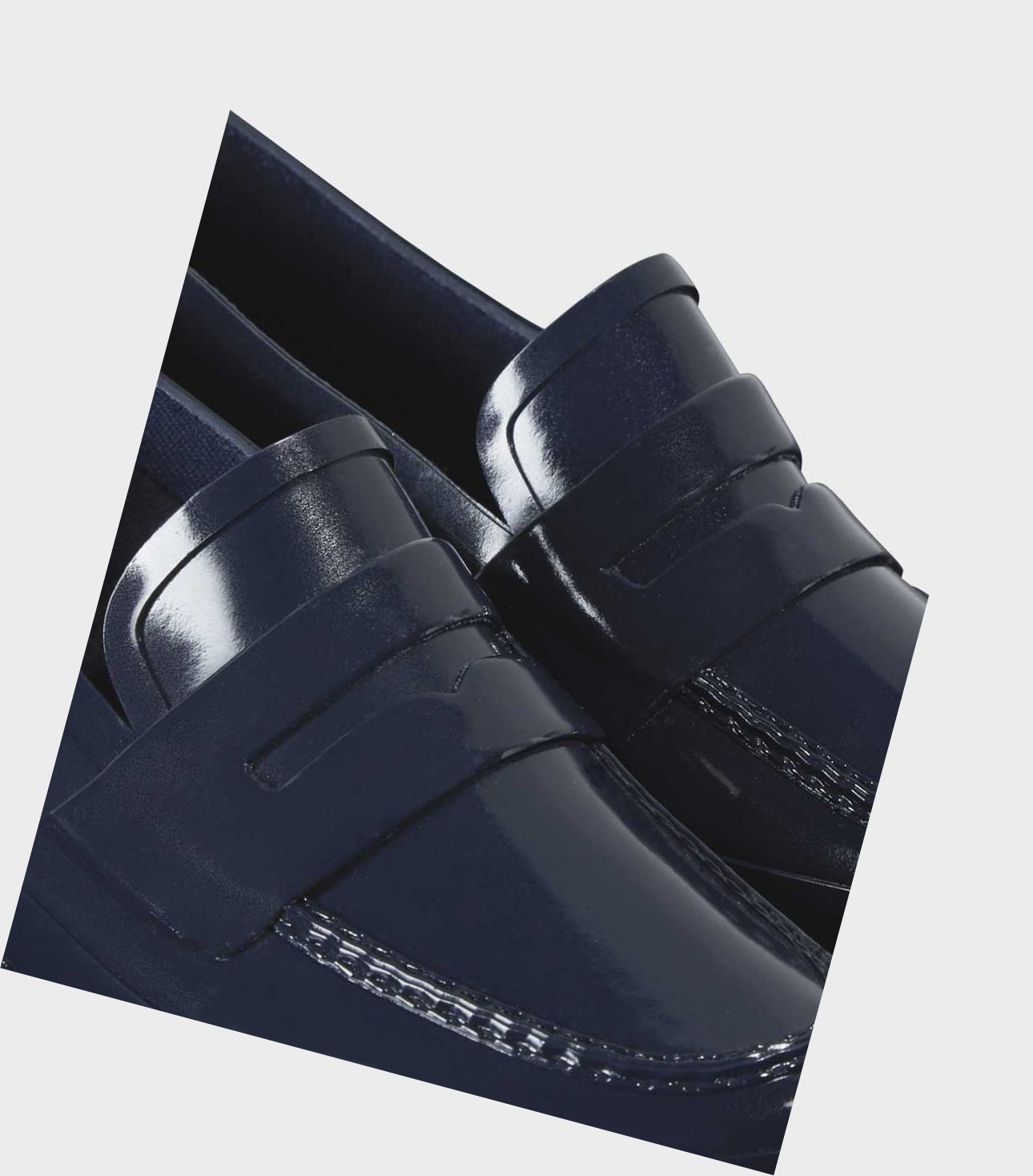 Women's Hunter Original Gloss Penny Loafers Navy | 4216870-JE