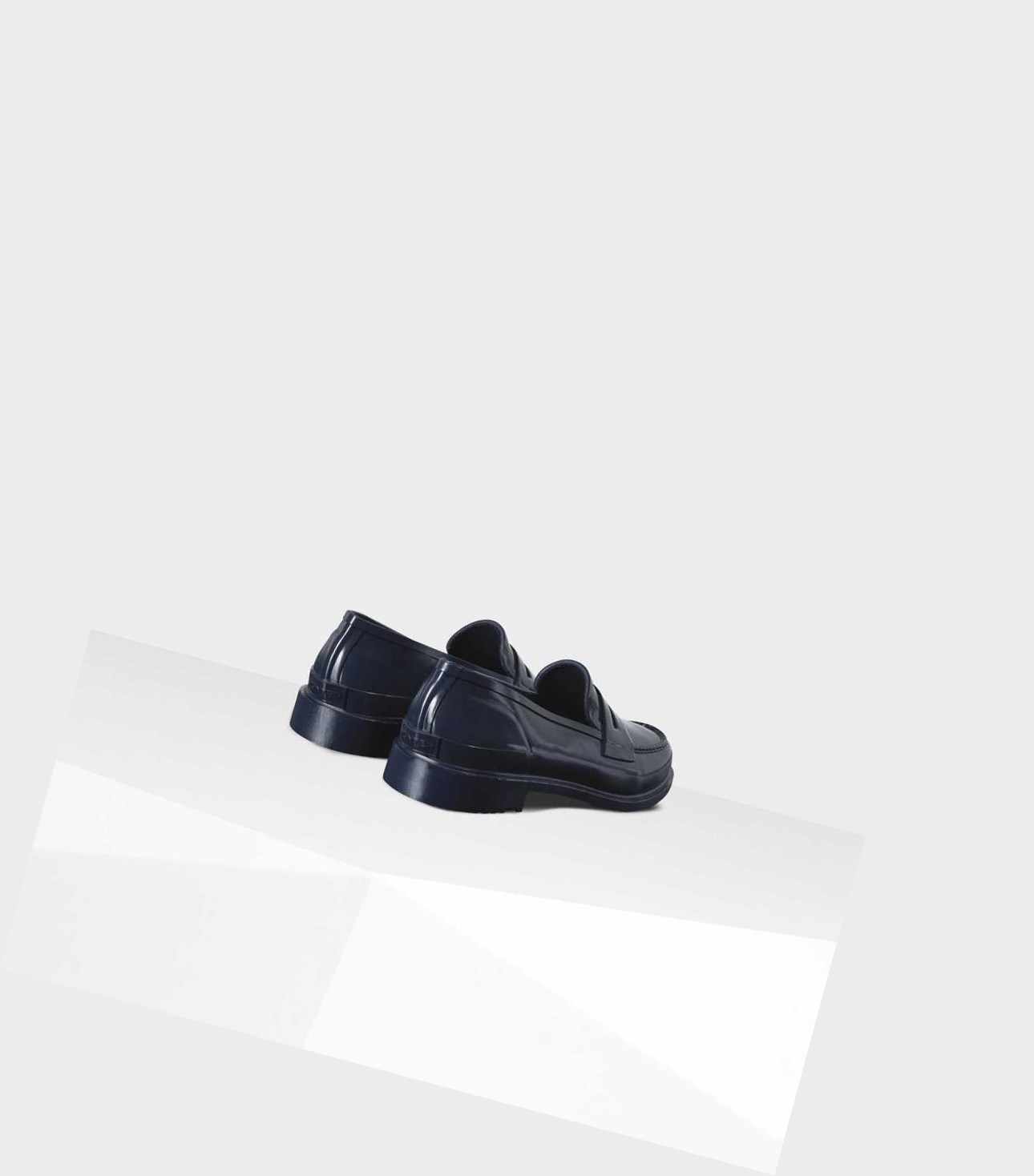 Women's Hunter Original Gloss Penny Loafers Navy | 4216870-JE