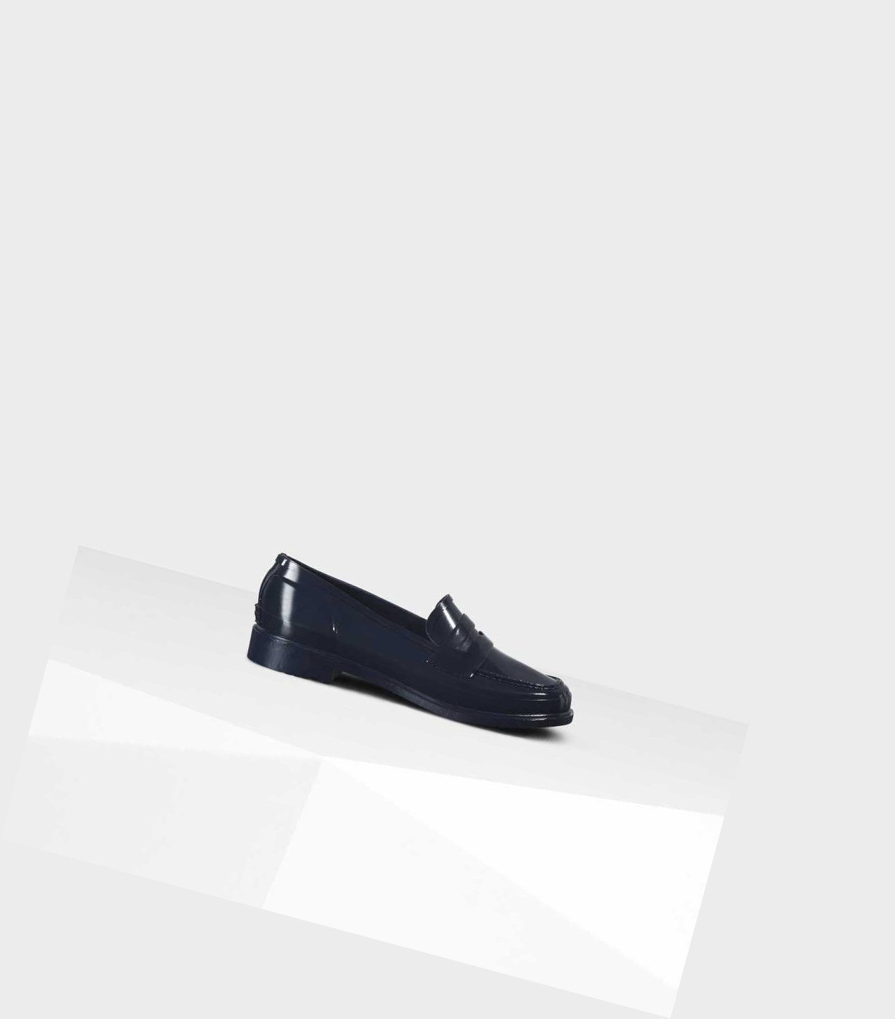 Women\'s Hunter Original Gloss Penny Loafers Navy | 4216870-JE