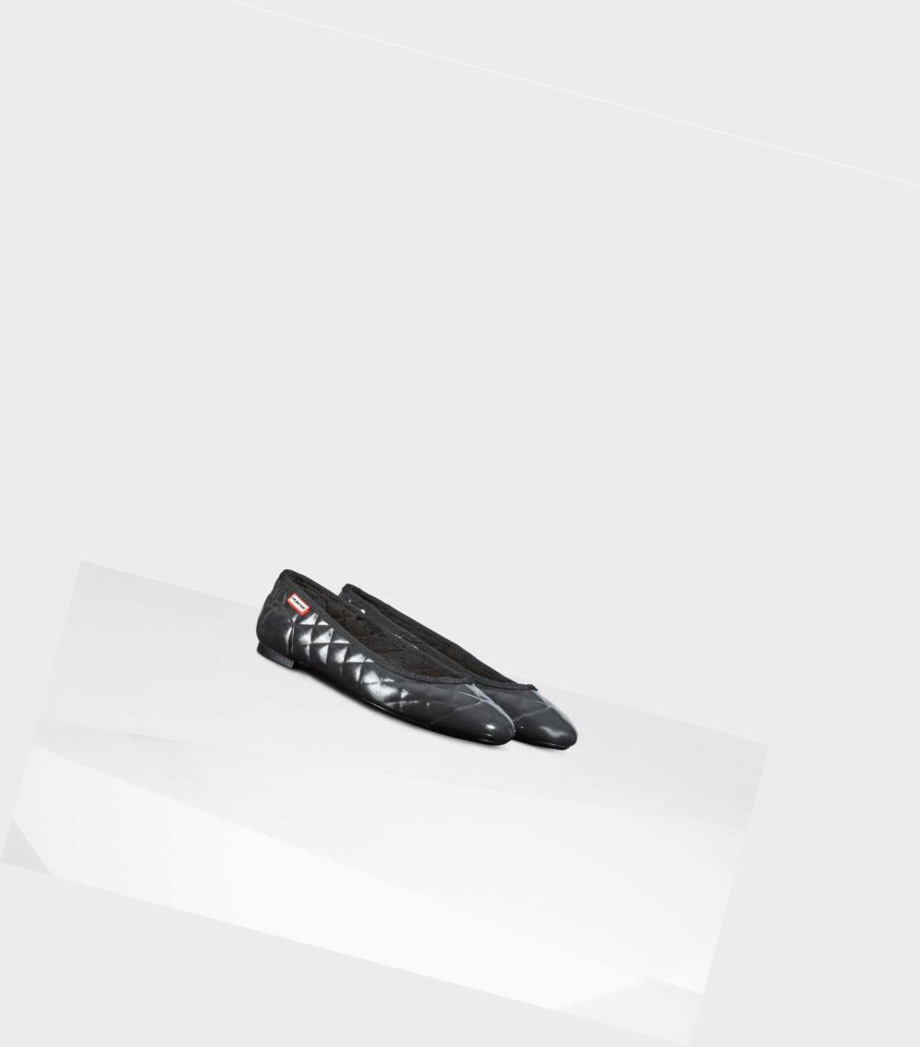 Women's Hunter Original Gloss Quilted Ballet Flats Black | 5170623-EC