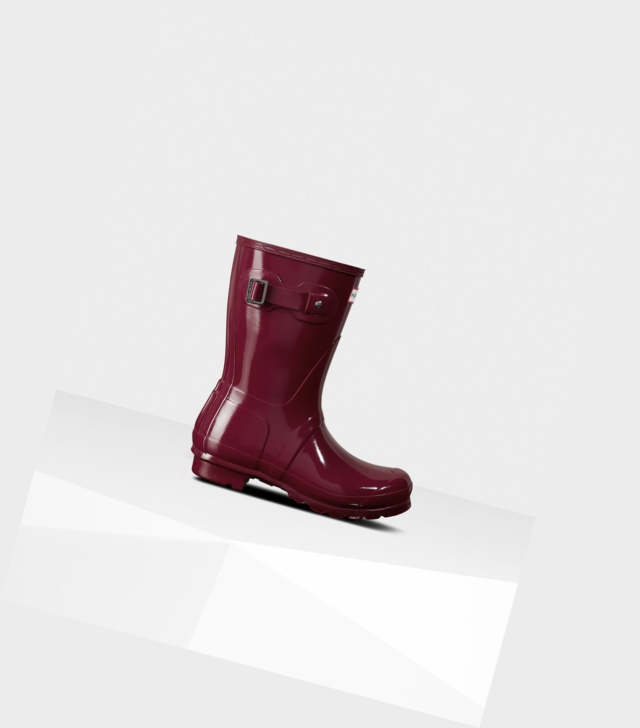Women\'s Hunter Original Gloss Short Boots Burgundy | 7392605-ZT