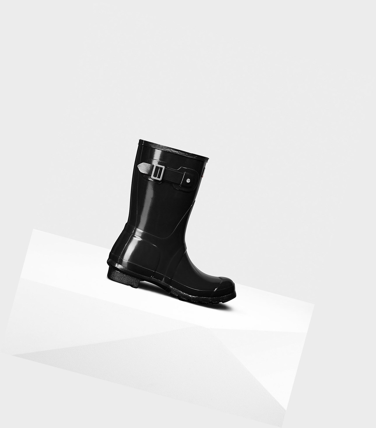 Women\'s Hunter Original Gloss Short Boots Black | 8576140-SZ