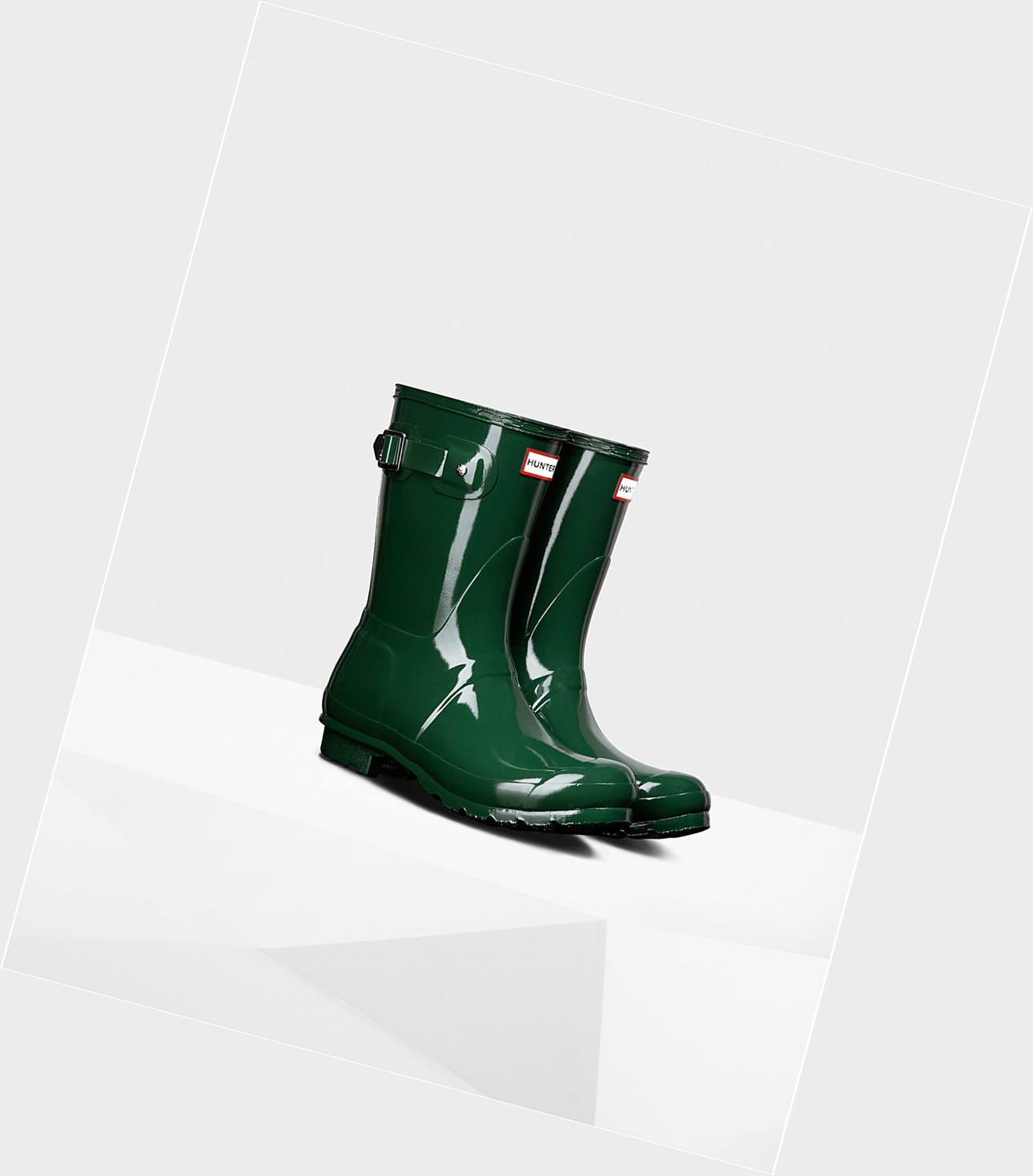 Women\'s Hunter Original Gloss Short Boots Green | 8749210-OE