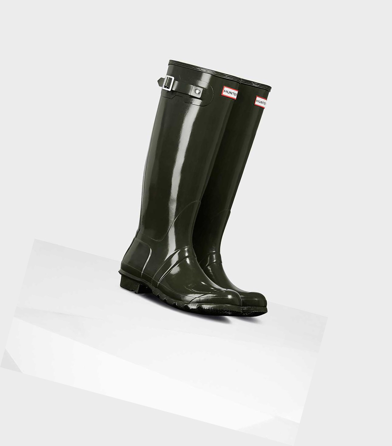 Women's Hunter Original Gloss Wellington Tall Boots Green | 0254396-LP