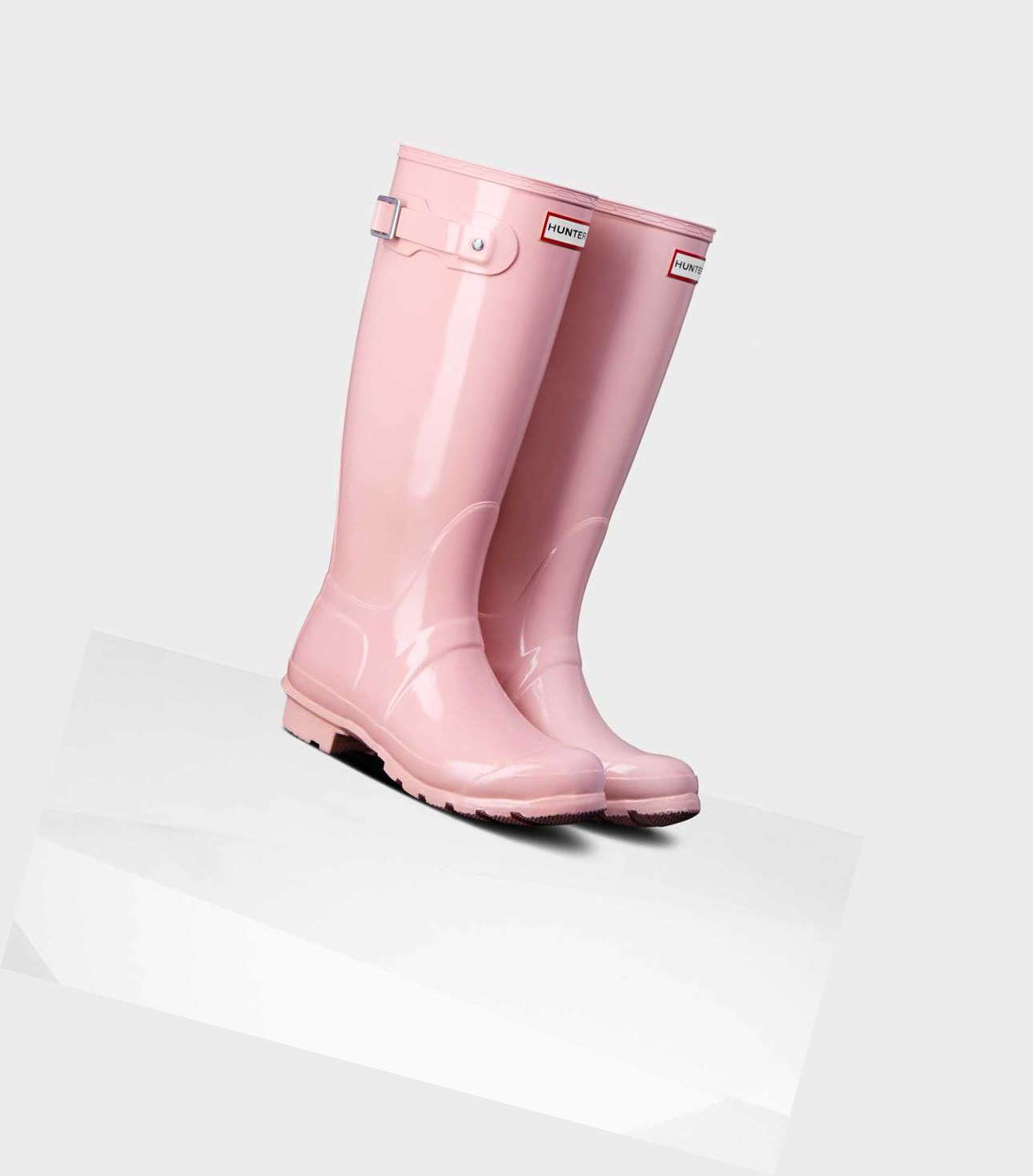 Women's Hunter Original Gloss Wellington Tall Boots Pink | 0397486-WP
