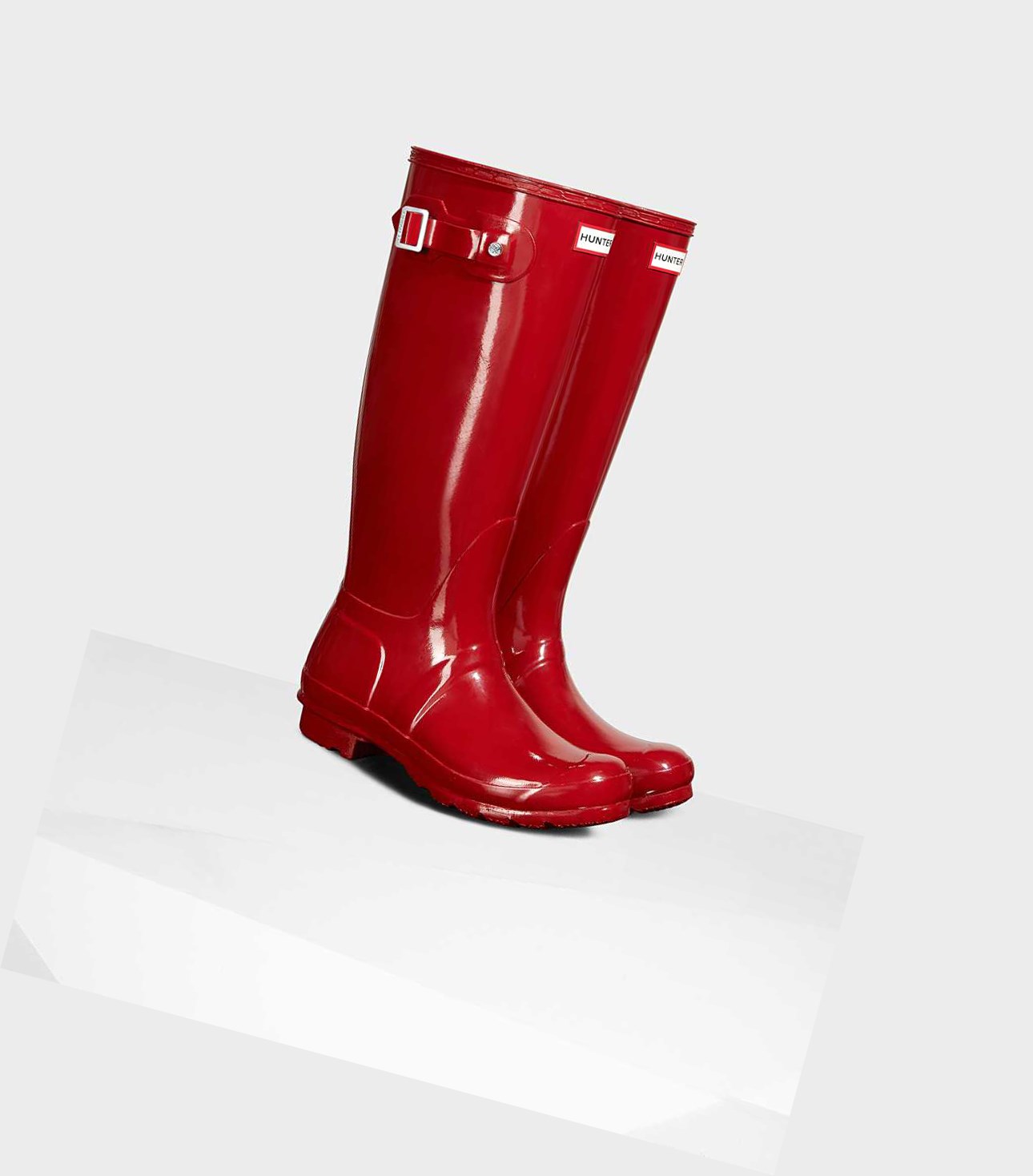 Women's Hunter Original Gloss Wellington Tall Boots Red | 1354708-WQ
