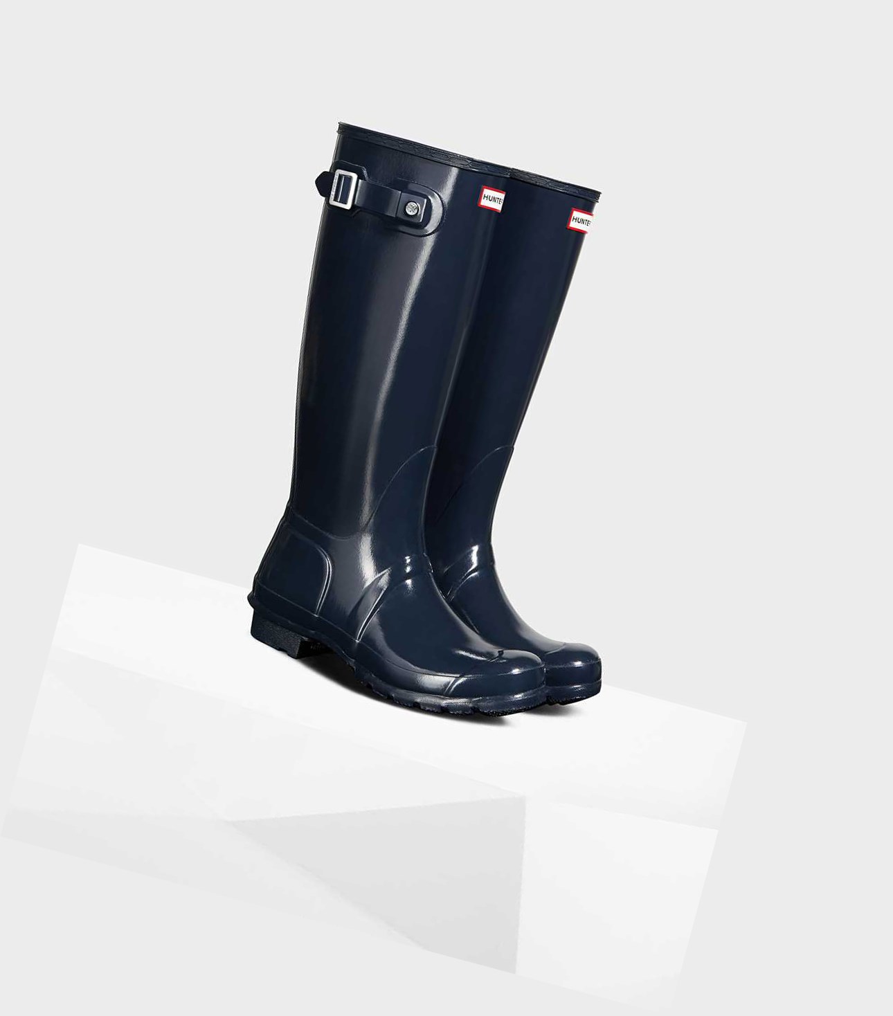 Women's Hunter Original Gloss Wellington Tall Boots Navy | 1863975-RH