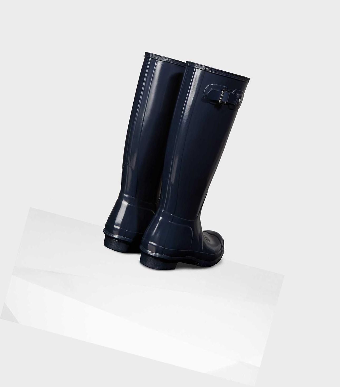 Women's Hunter Original Gloss Wellington Tall Boots Navy | 1863975-RH