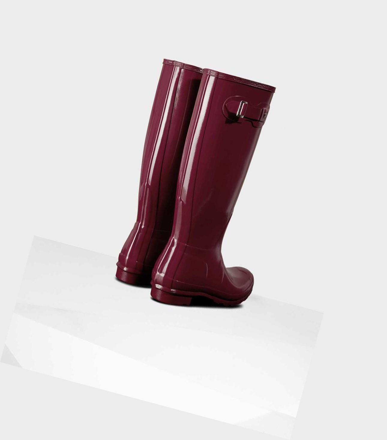 Women's Hunter Original Gloss Wellington Tall Boots Burgundy | 5948603-RK