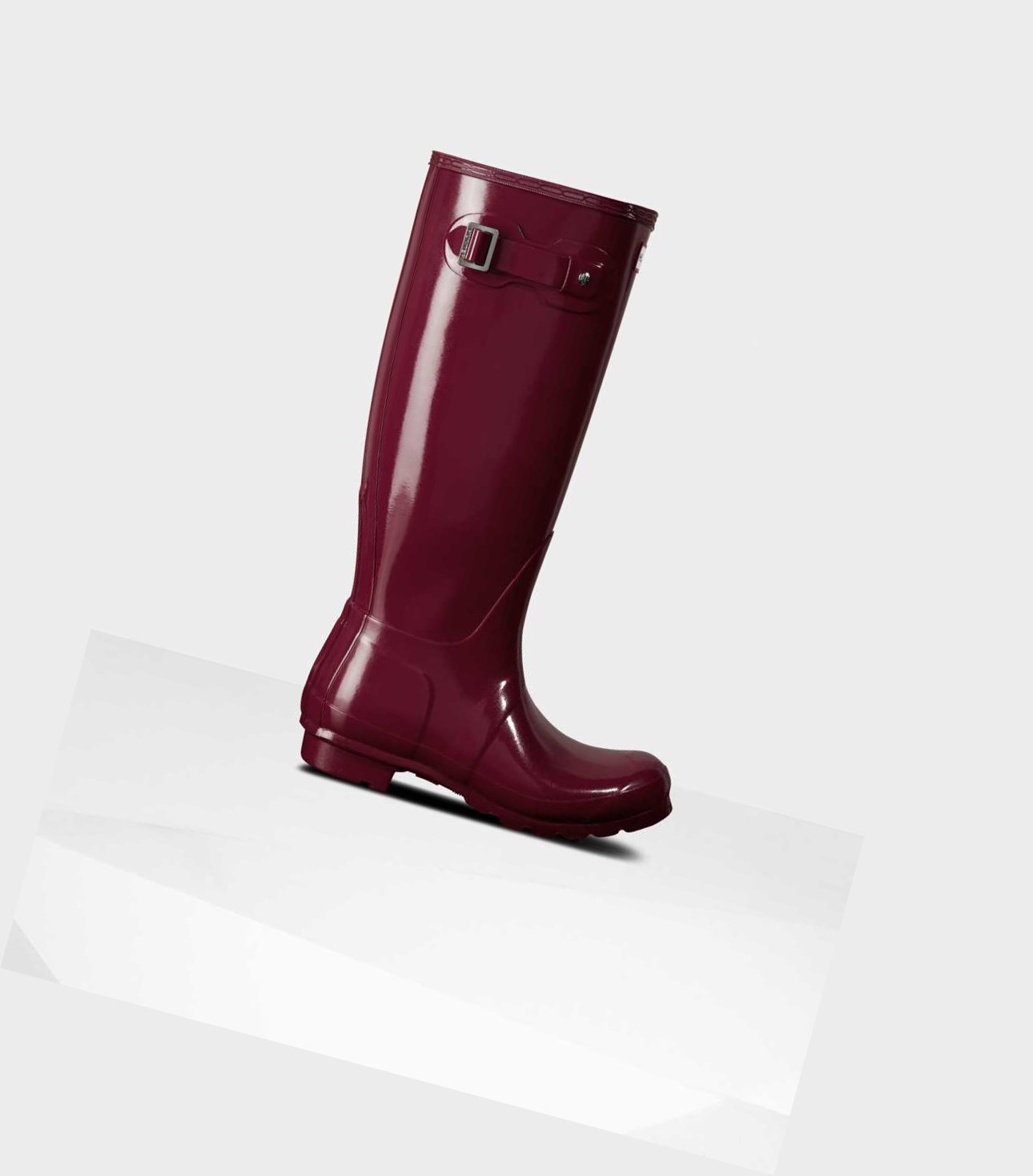 Women\'s Hunter Original Gloss Wellington Tall Boots Burgundy | 5948603-RK