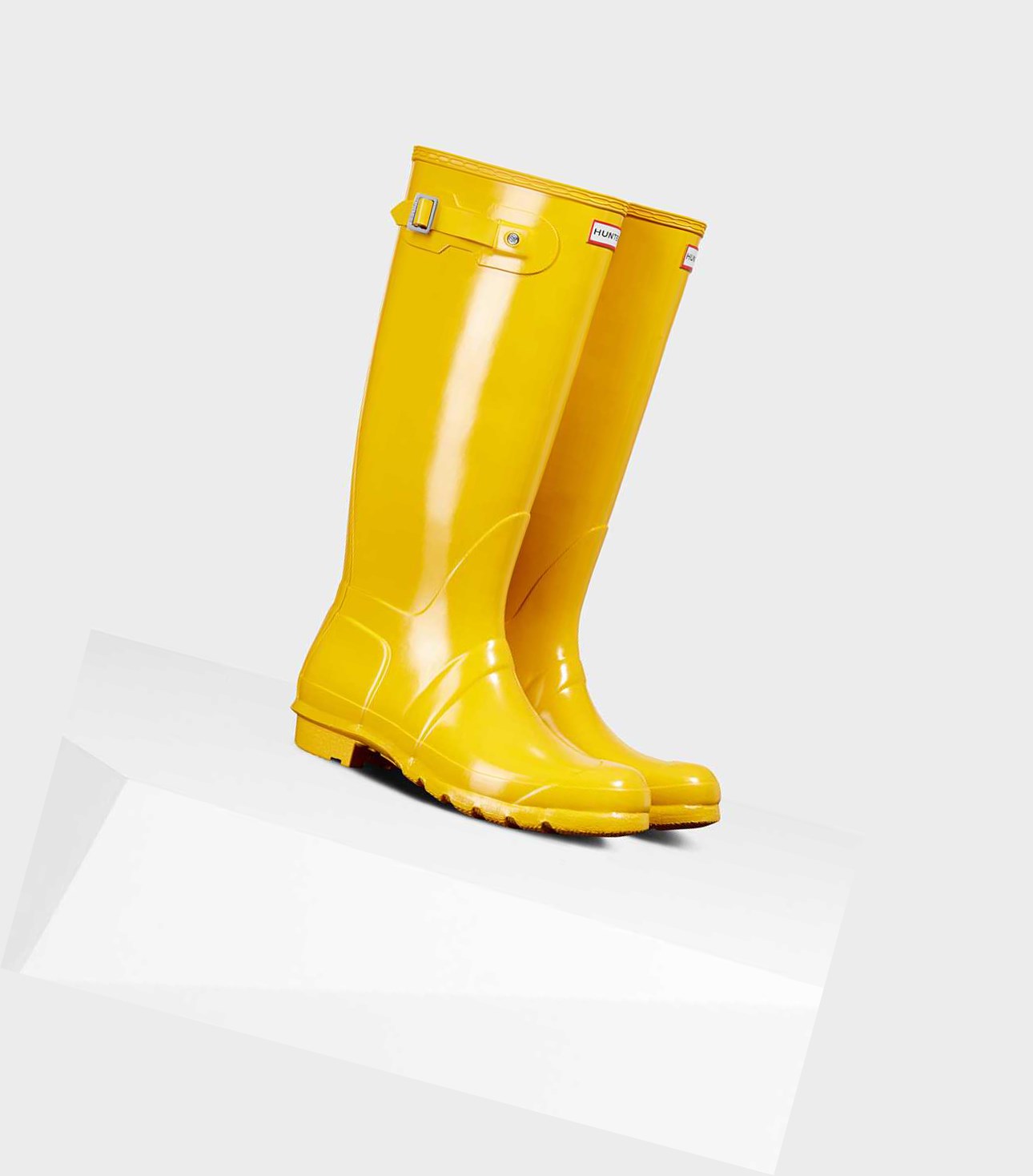 Women's Hunter Original Gloss Wellington Tall Boots Yellow | 8543062-RY