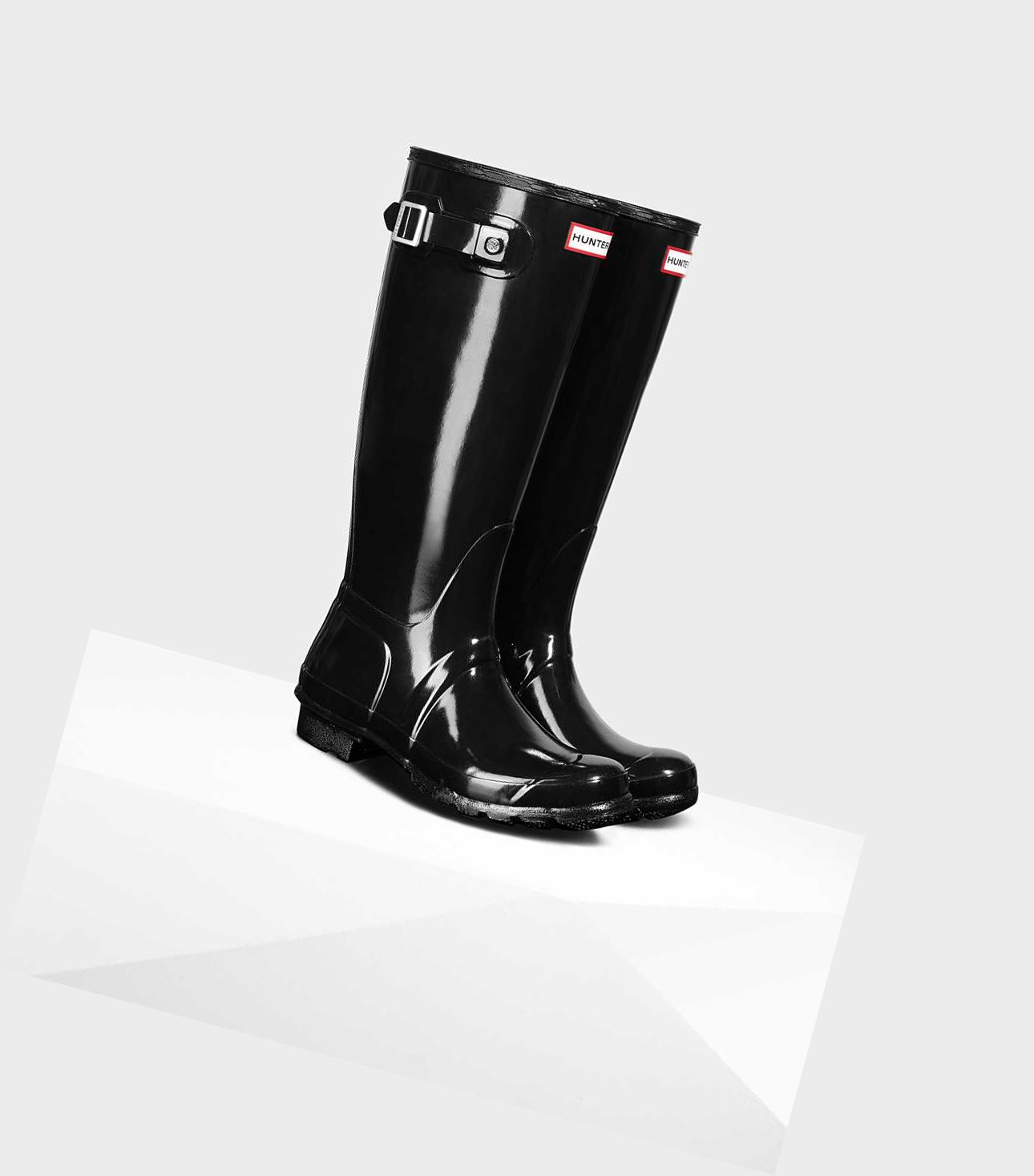 Women's Hunter Original Gloss Wellington Tall Boots Black | 9527813-KD