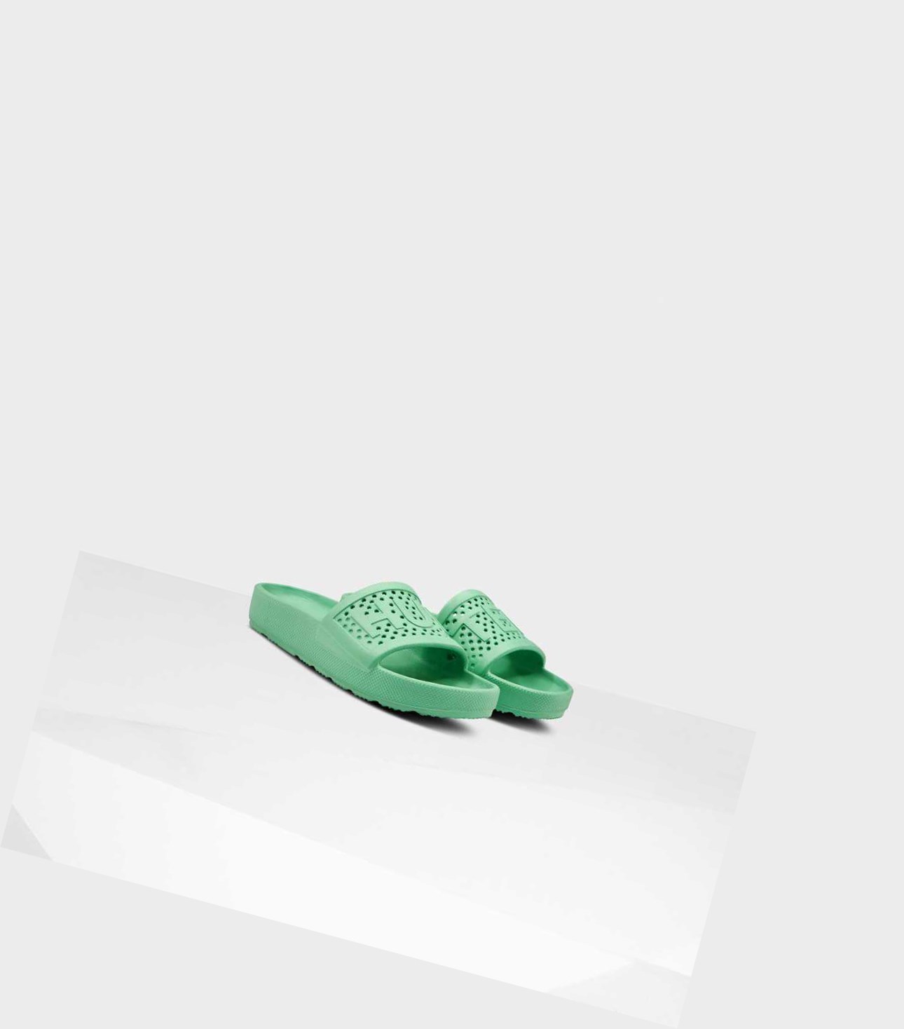 Women's Hunter Original Lightweight Moulded Slides Green | 7218056-IW