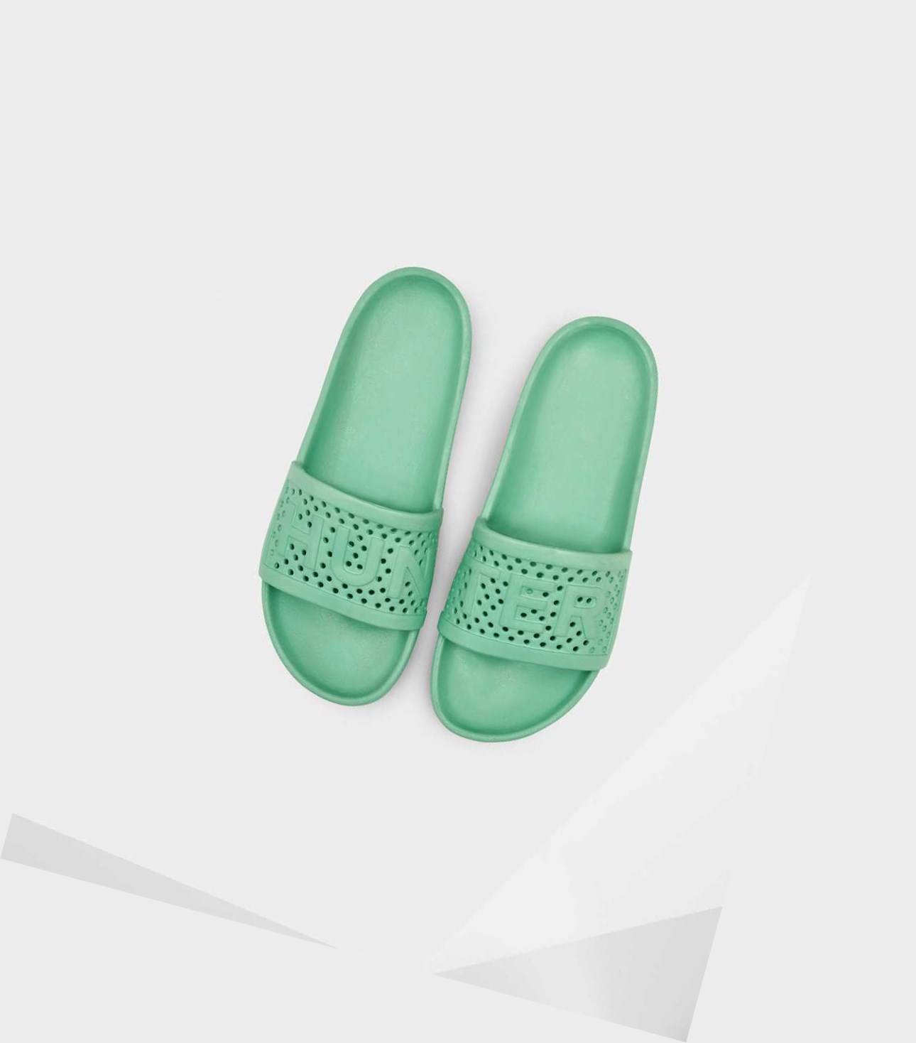 Women\'s Hunter Original Lightweight Moulded Slides Green | 7218056-IW