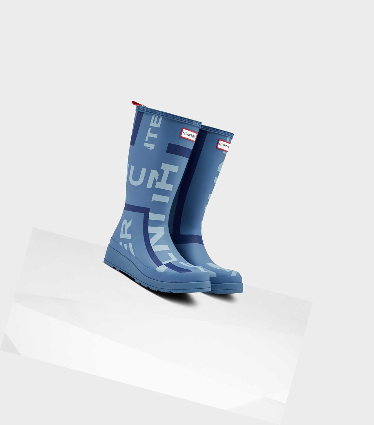 Women's Hunter Original Play Exploded Logo Wellington Tall Boots Blue | 0784593-IP