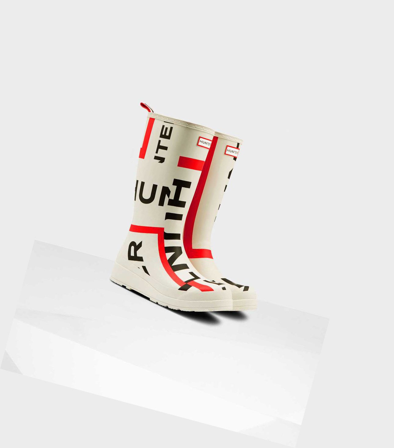 Women's Hunter Original Play Exploded Logo Wellington Tall Boots White | 1836925-BE