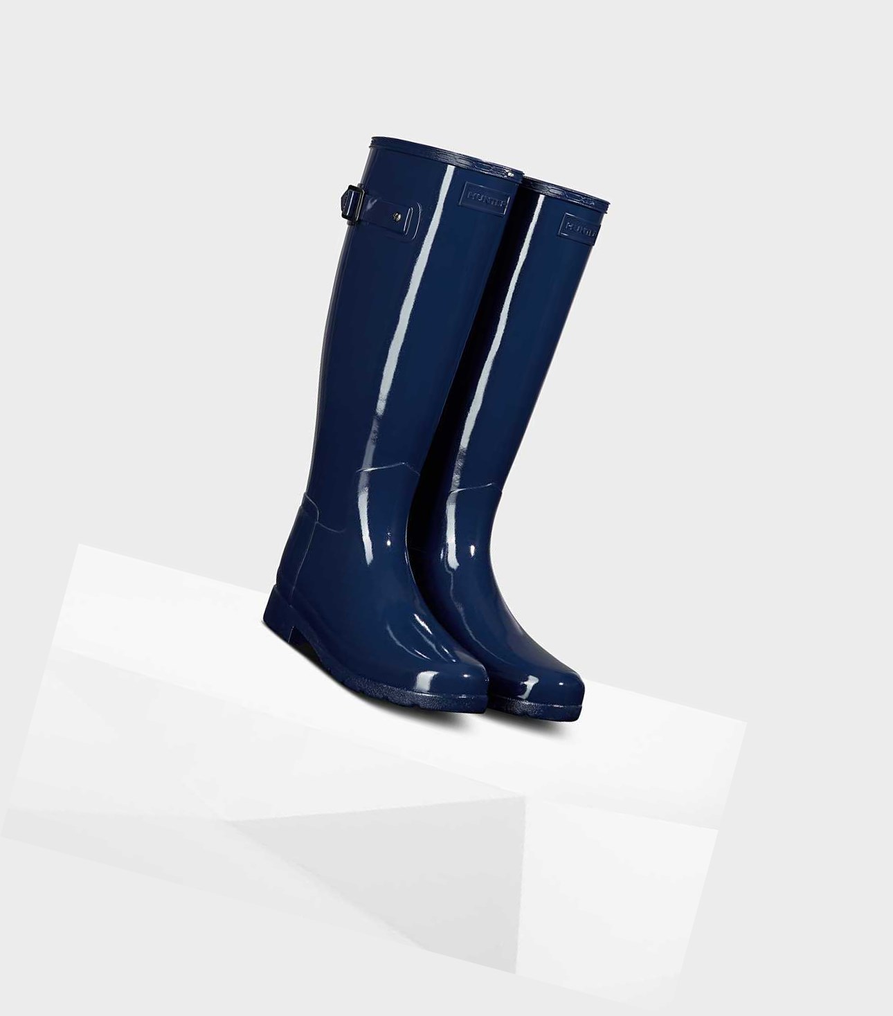 Women's Hunter Original Refined Gloss Wellington Tall Boots Blue | 2378104-IE