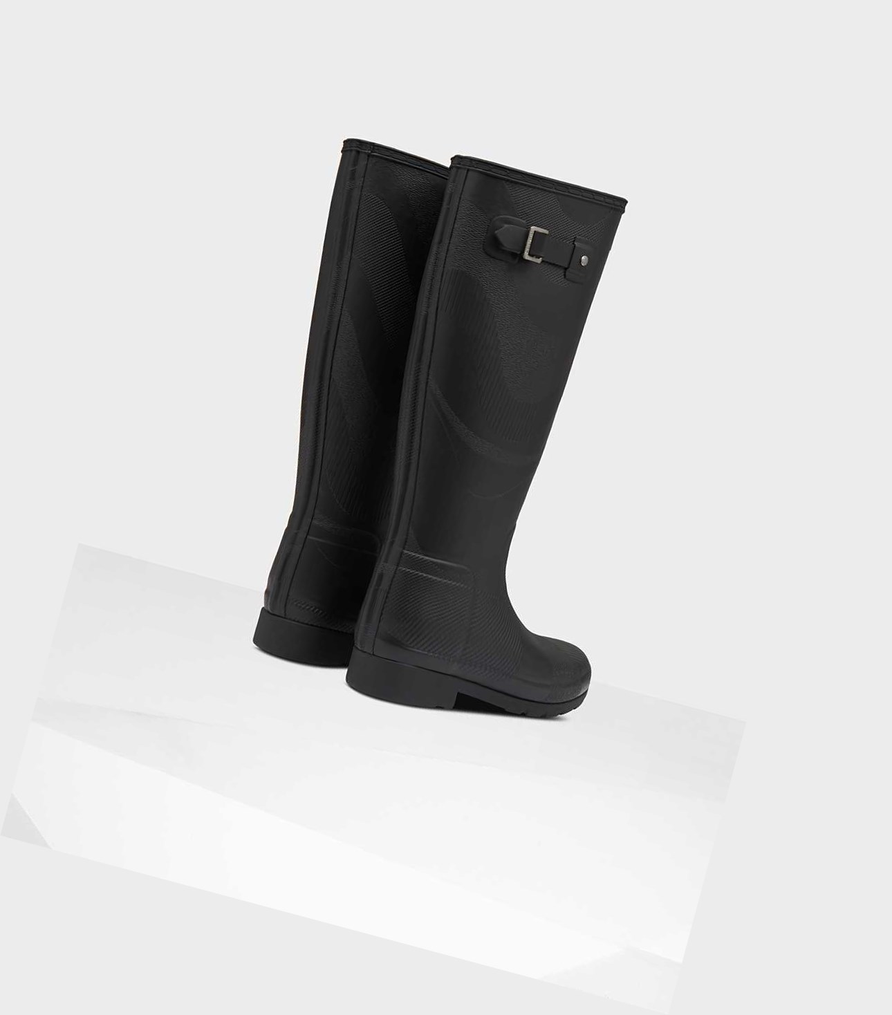 Women's Hunter Original Refined Insulated Wave Texture Wellington Tall Boots Black | 8316205-SF