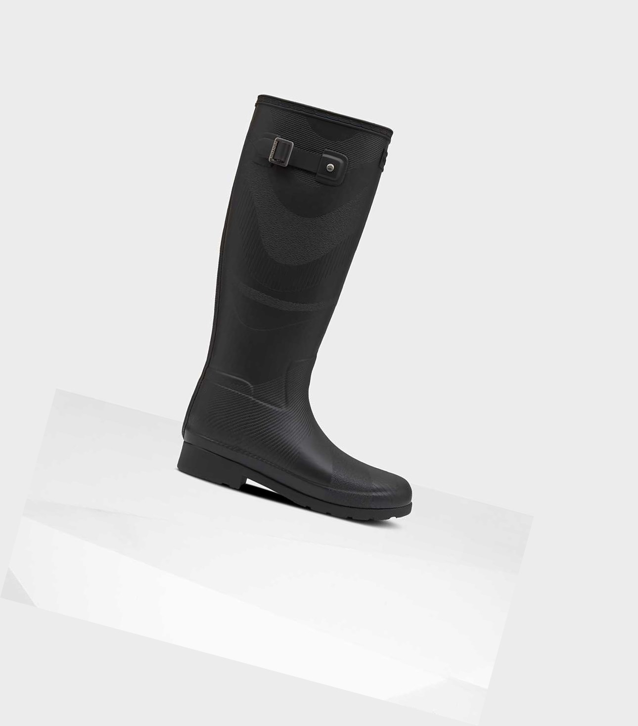 Women\'s Hunter Original Refined Insulated Wave Texture Wellington Tall Boots Black | 8316205-SF