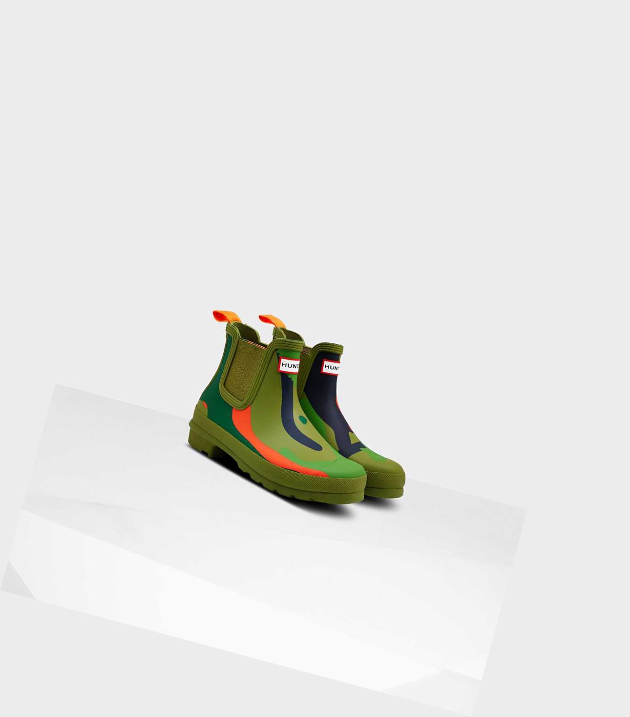 Women's Hunter Original Rockpool Camo Chelsea Boots Green | 1396205-TM