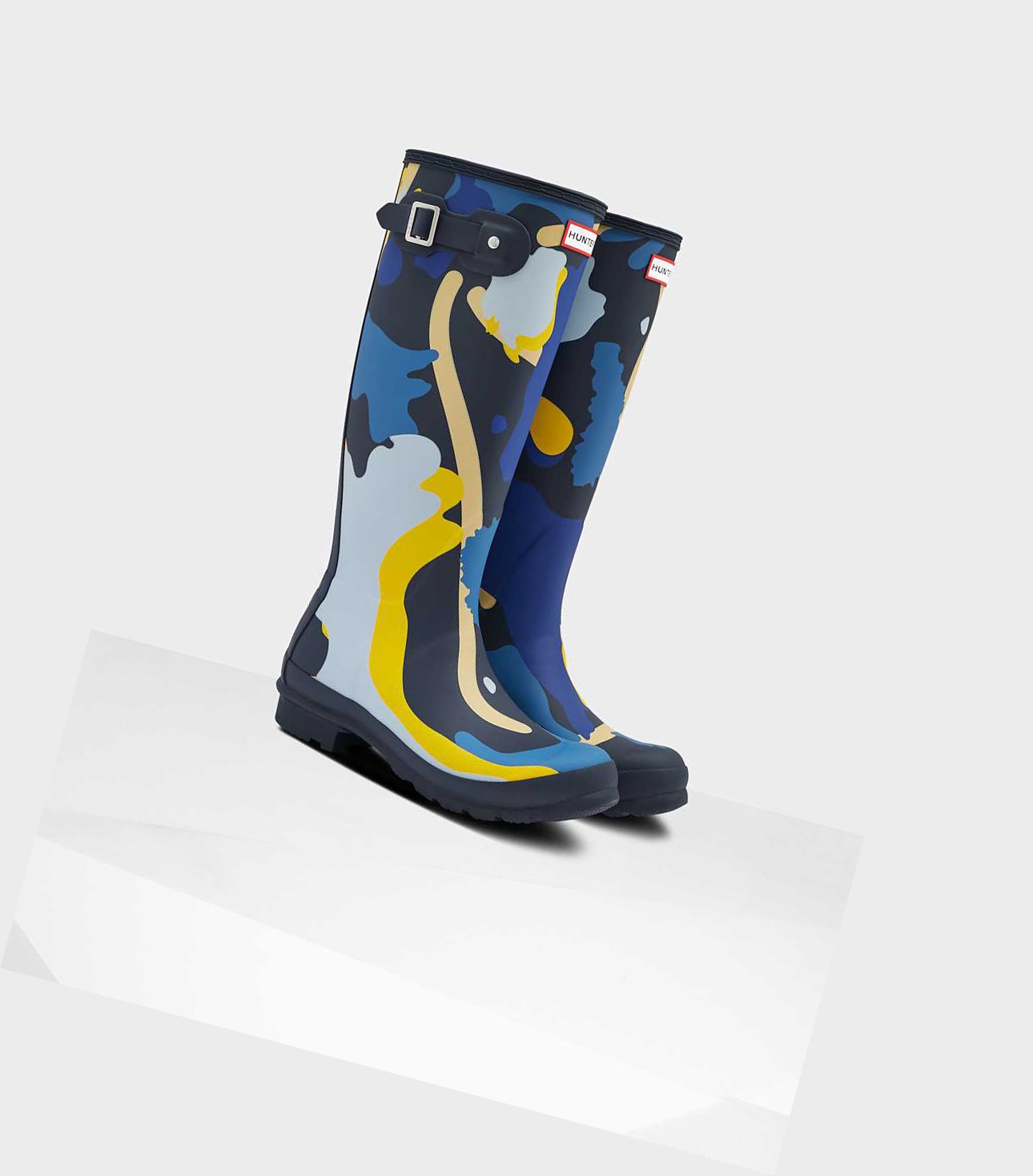 Women's Hunter Original Rockpool Camo Wellington Tall Boots Navy | 6235841-UH